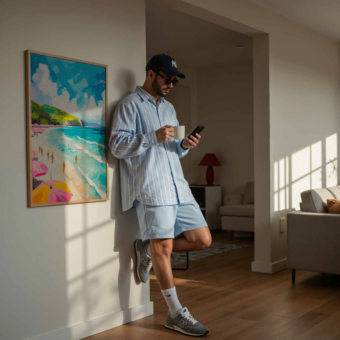 Zonnige Stranddag Kunstposter-WallArtistic