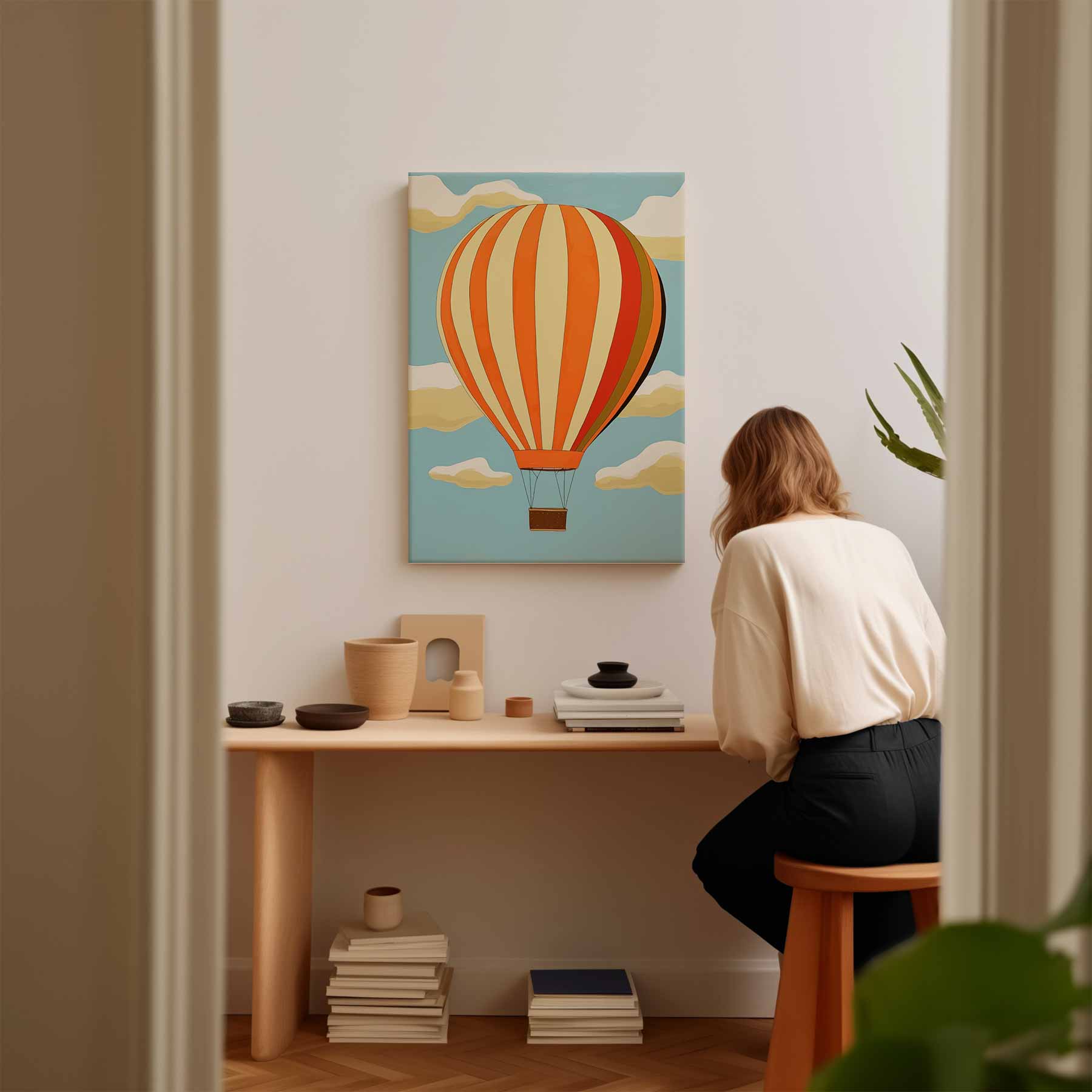 Vrolijke Luchtballon Kunstwerk-canvas-dibond-plexiglas-wanddecoratie-WallArtistic