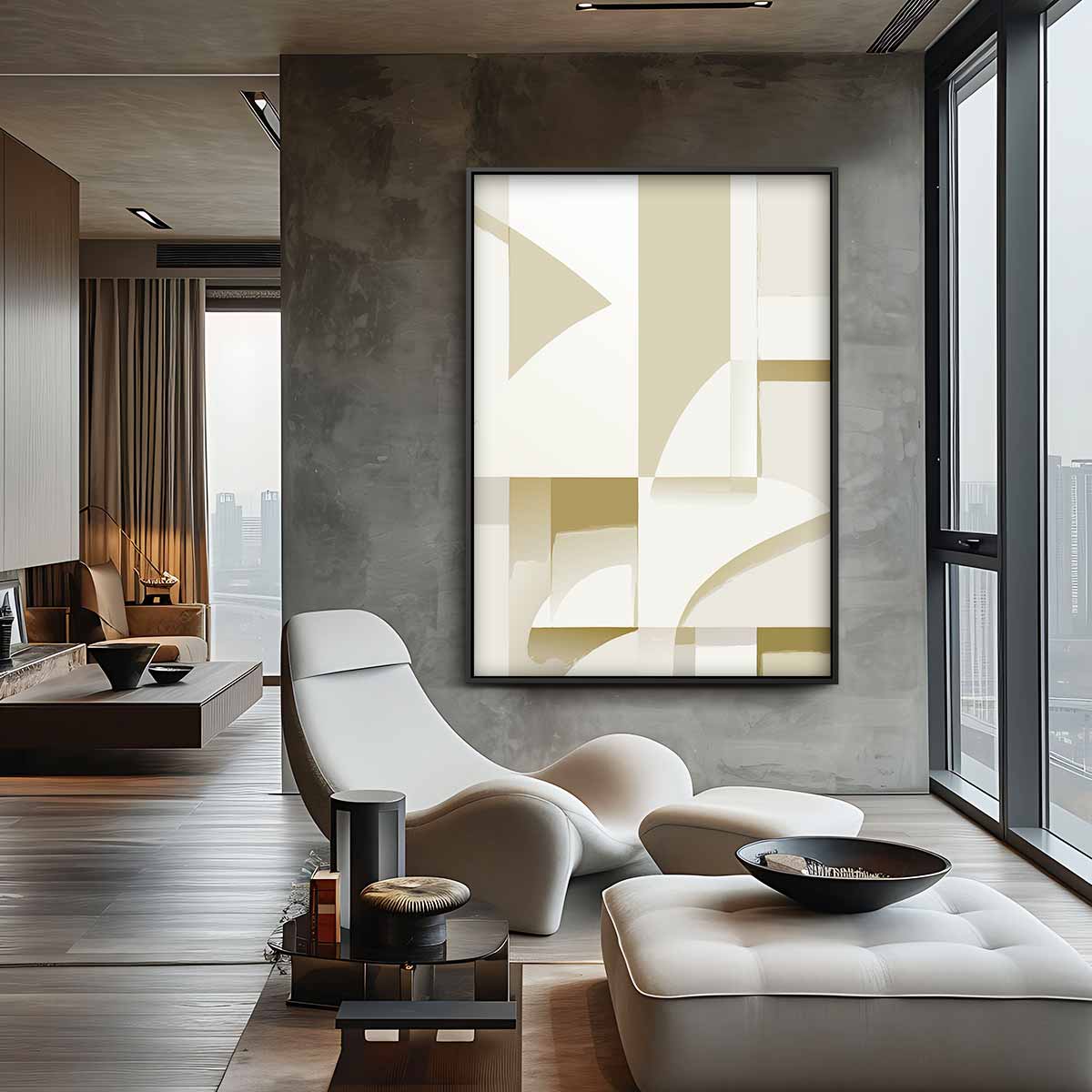 Abstracte Geometrische Compositie Kunstwerk-canvas-dibond-plexiglas-wanddecoratie-WallArtistic
