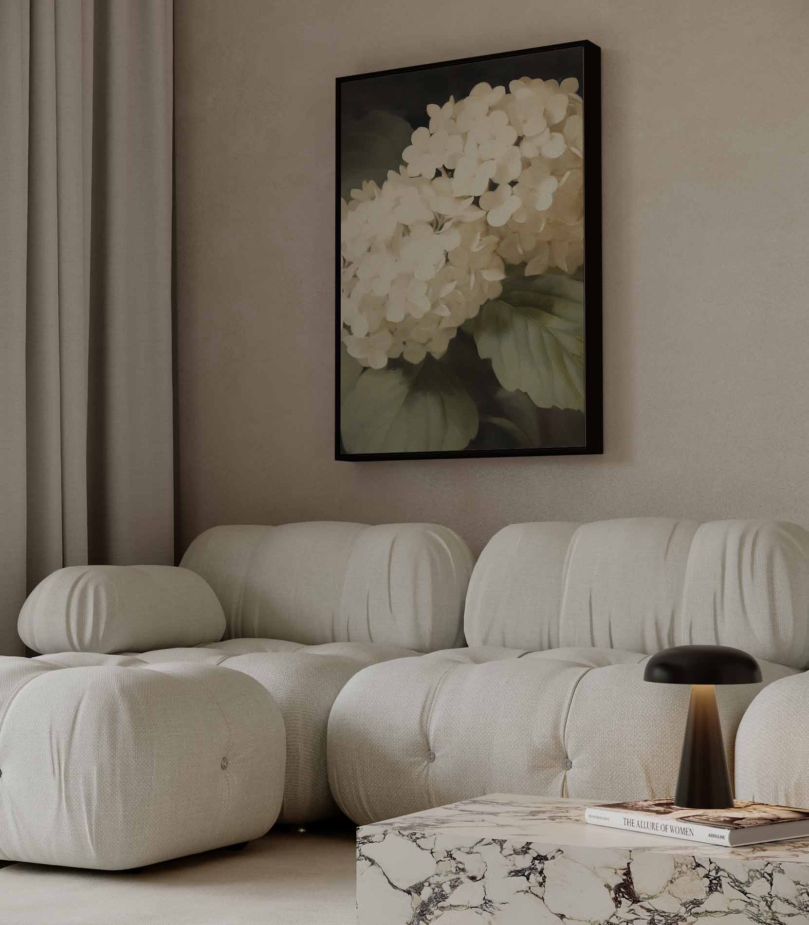 Elegante Hortensia Bloemenprint Kunstwerk-canvas-dibond-plexiglas-wanddecoratie-WallArtistic