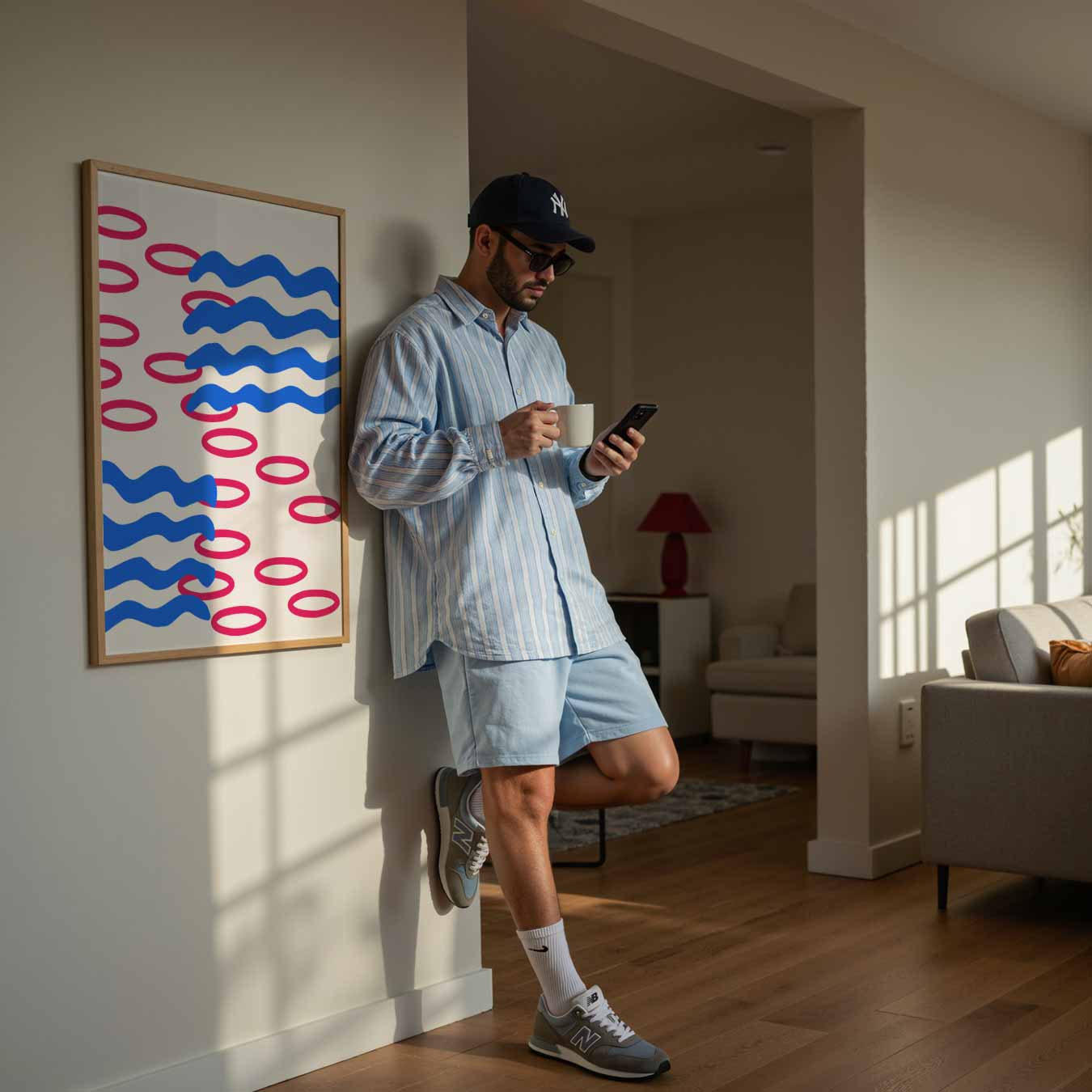 Kleurrijke Golven en Cirkels Poster-WallArtistic