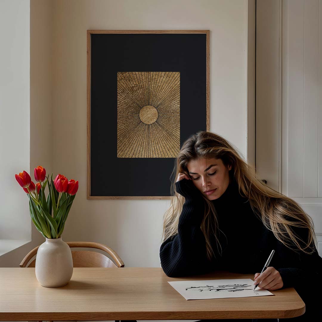 Stralende Gouden Zon Poster-WallArtistic