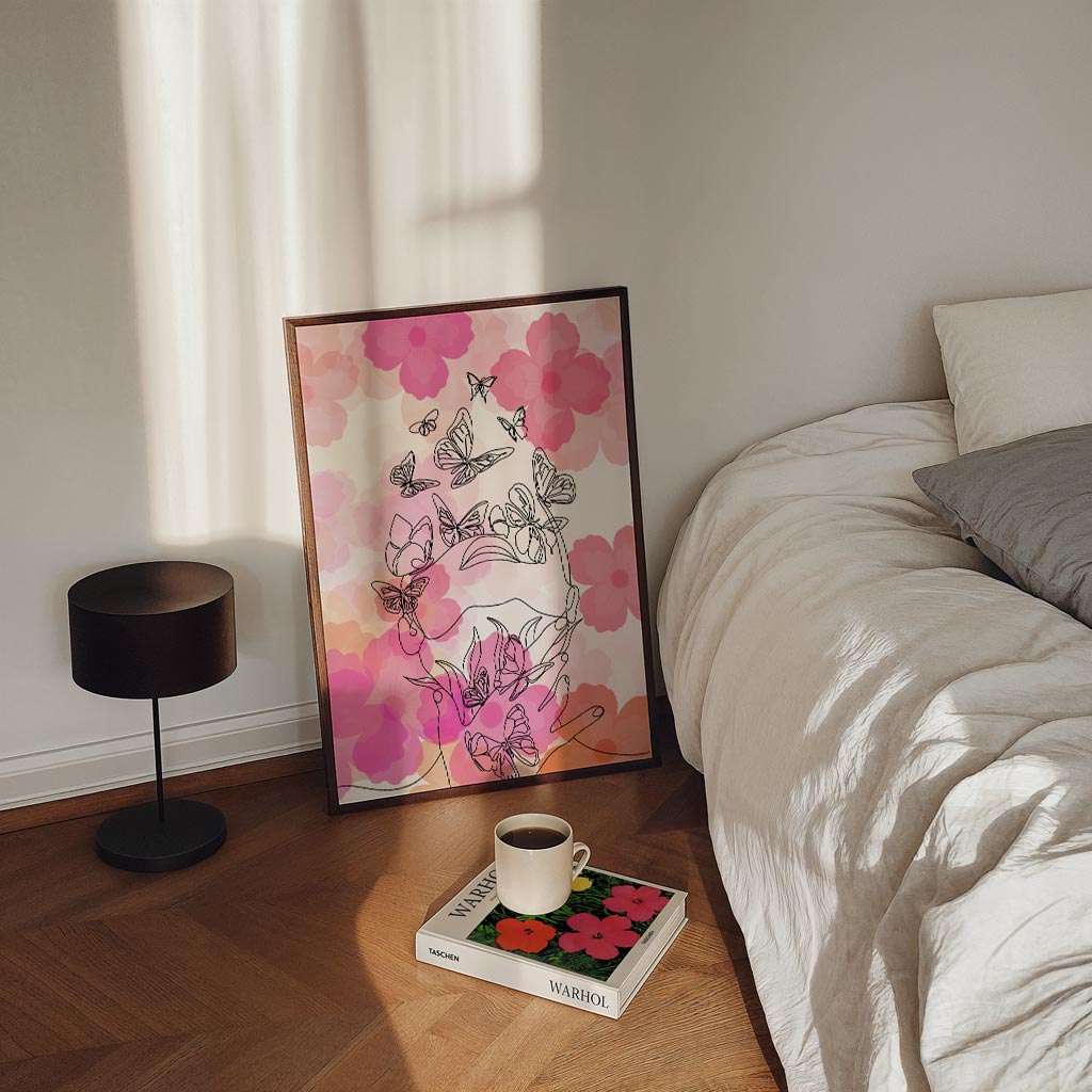 Dromerige Bloemen & Vlinders Poster