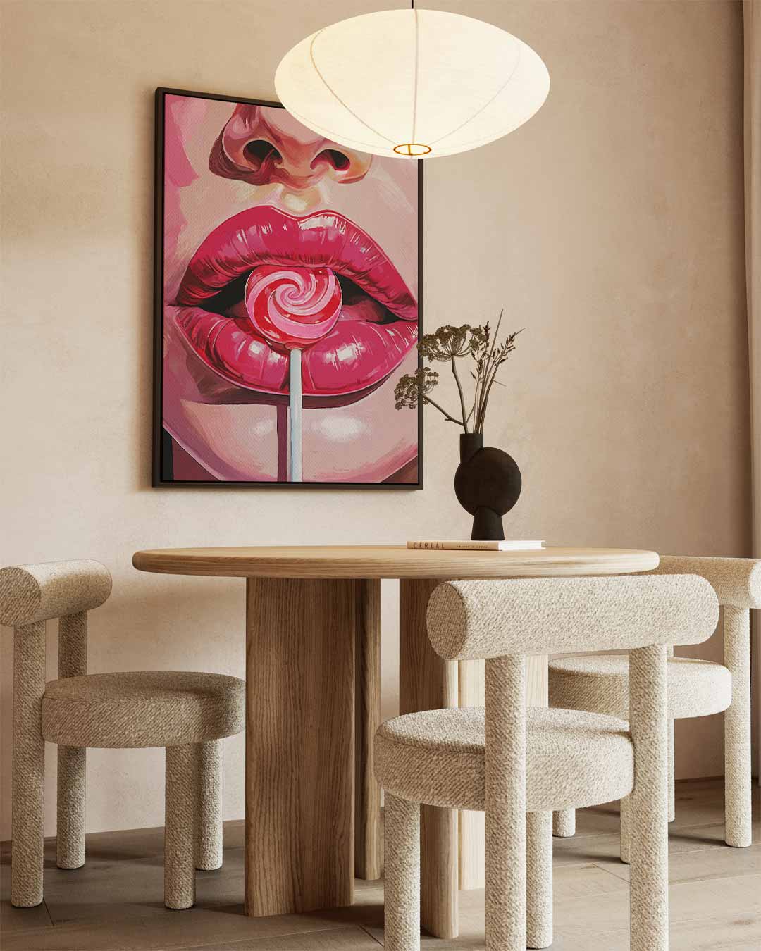 Pop Art Lolly Lips Kunstwerk-canvas-dibond-plexiglas-wanddecoratie-WallArtistic