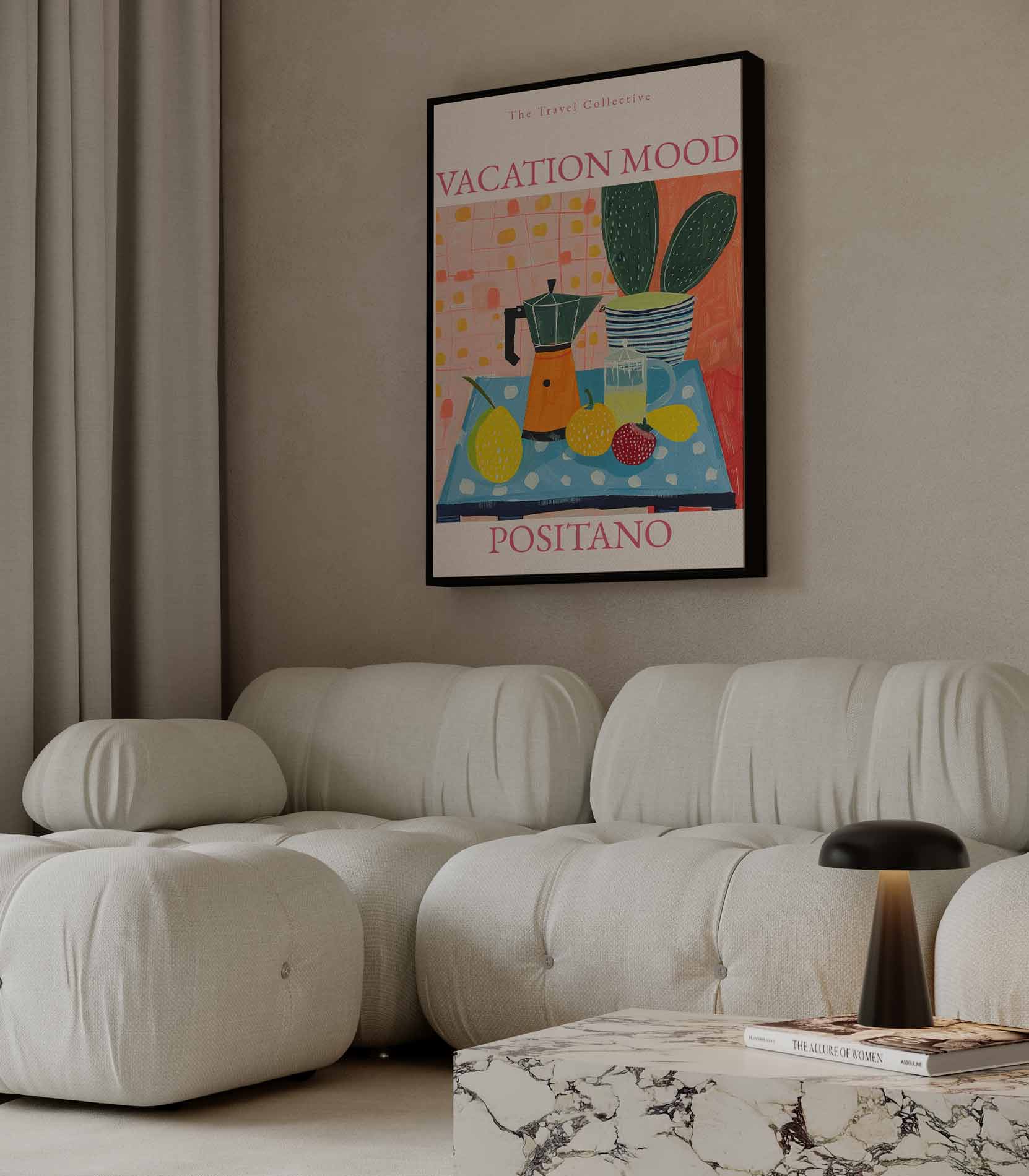 Zomerse Positano Vibes Kunstwerk-canvas-dibond-plexiglas-wanddecoratie-WallArtistic