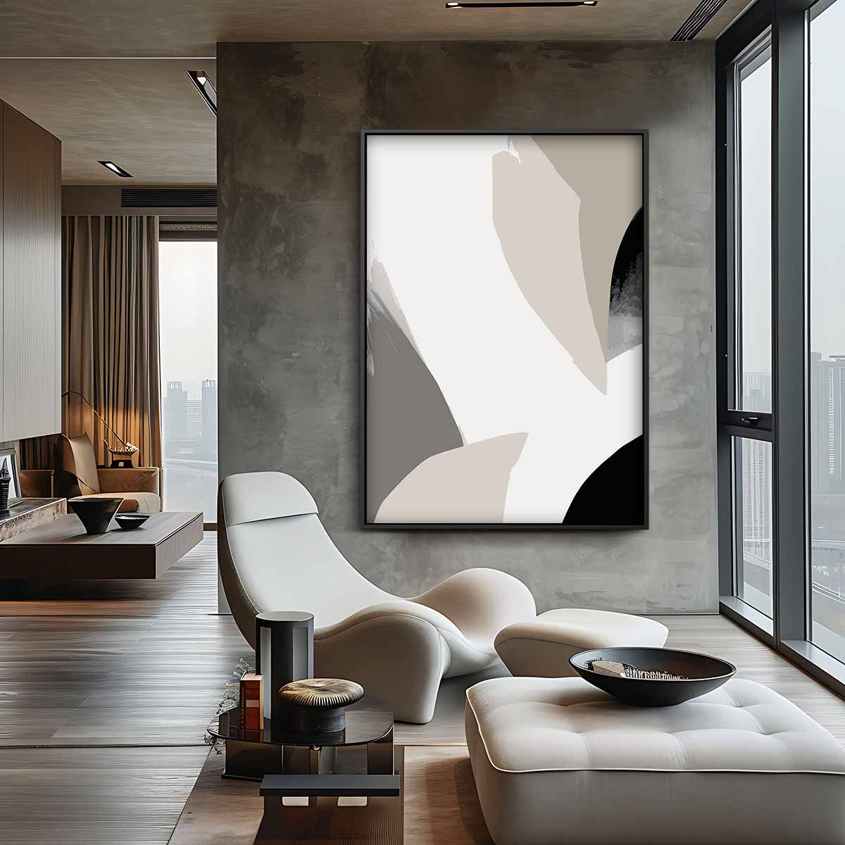 Abstracte Harmonie in Aardetinten Kunstwerk-canvas-dibond-plexiglas-wanddecoratie-WallArtistic