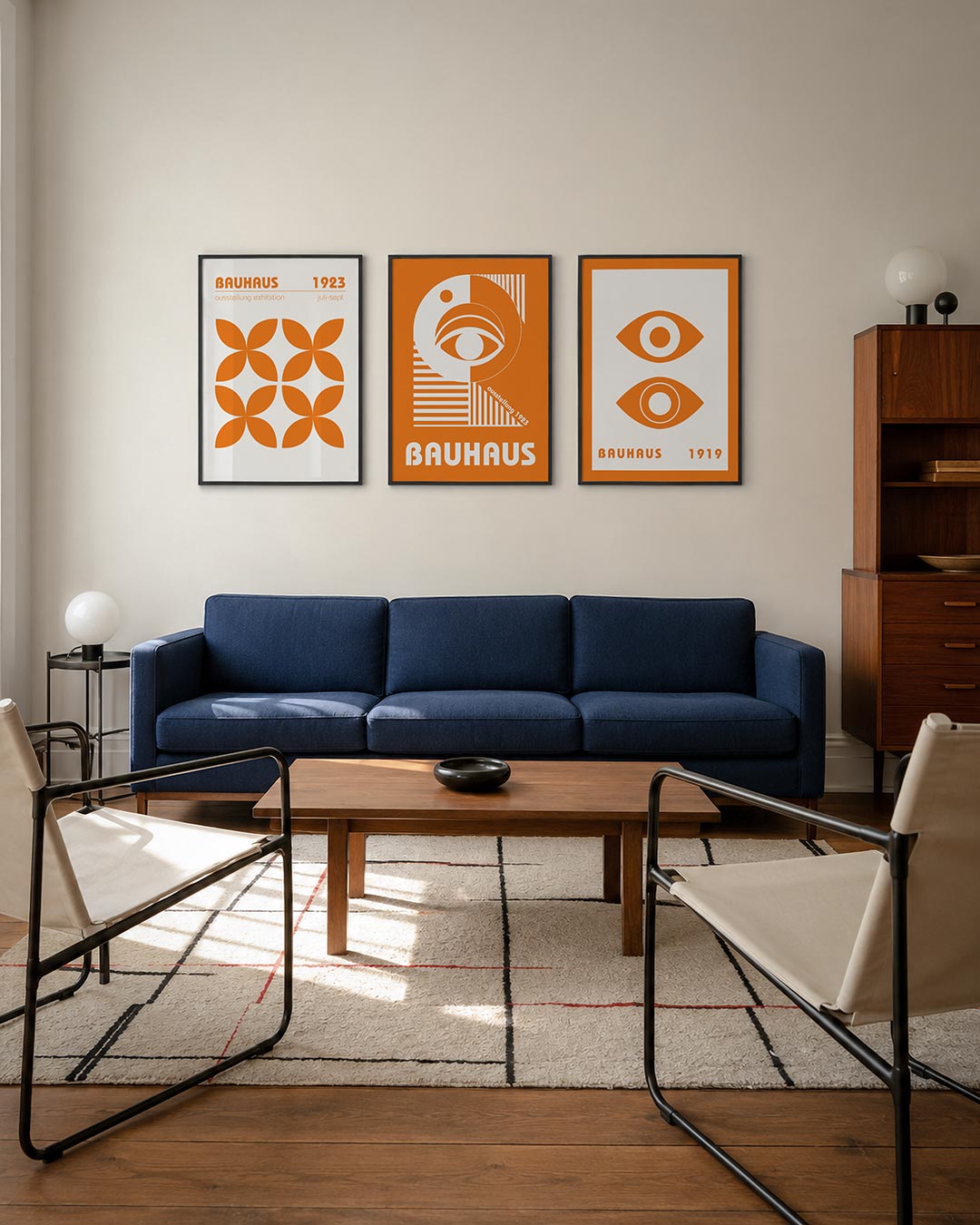 Oranje bloemvormen Posterset