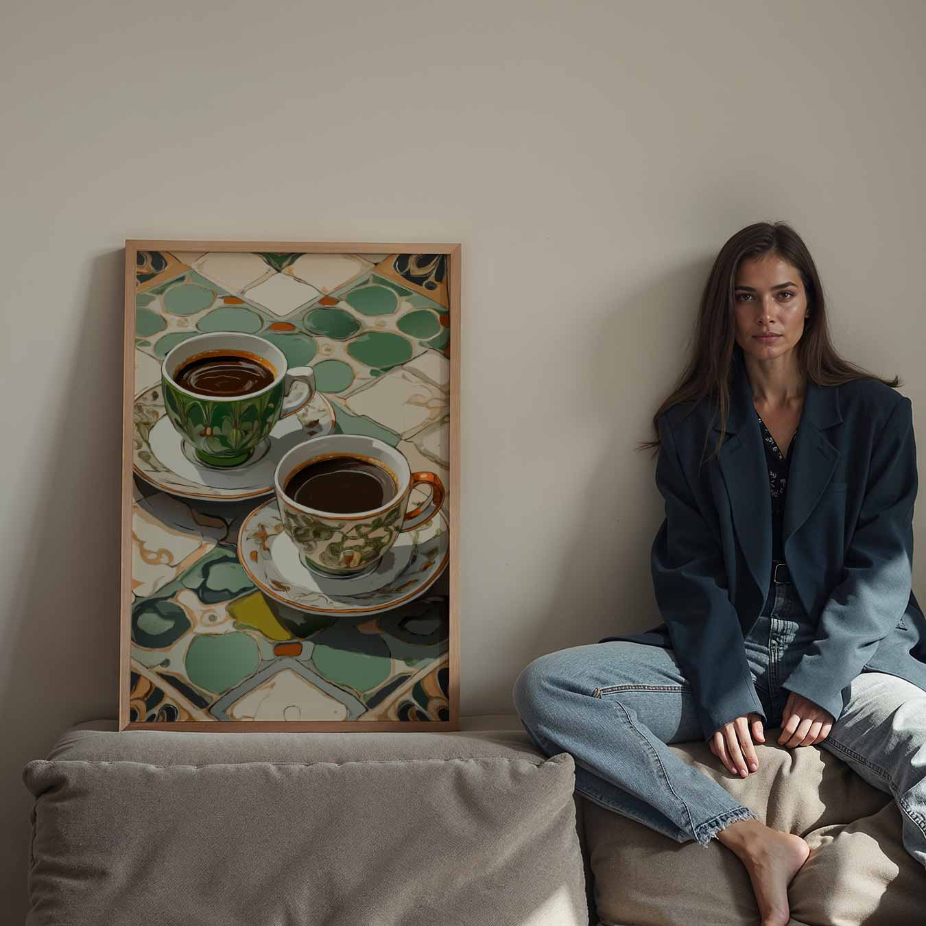 Kleurrijke Koffie Momenten Poster-WallArtistic