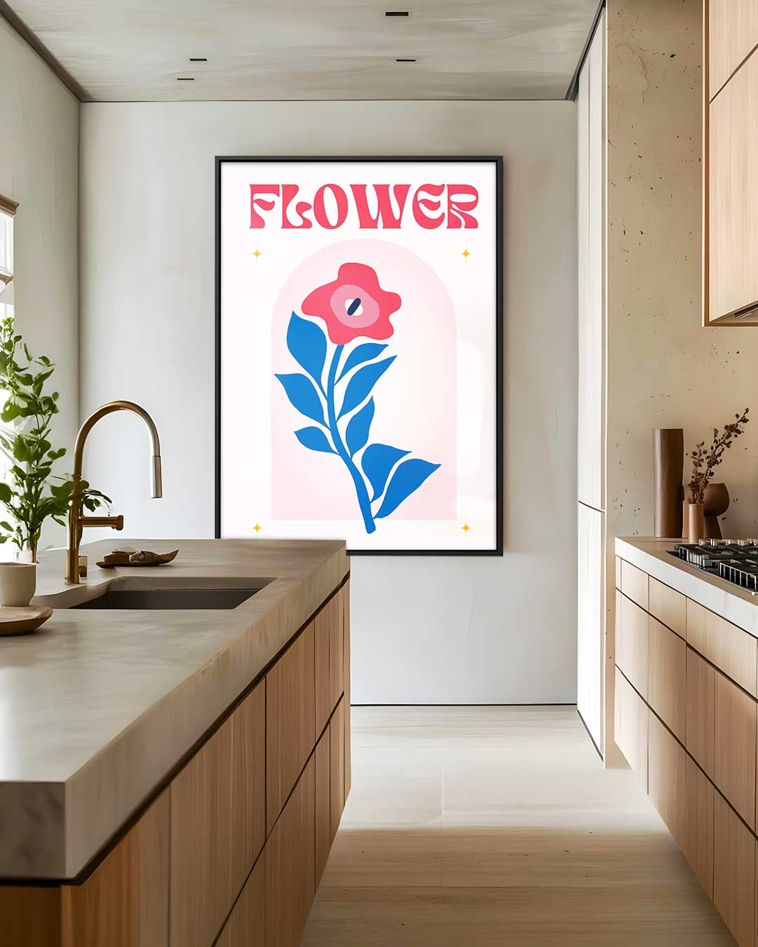 Retro Bloemenposter Kunstwerk-canvas-dibond-plexiglas-wanddecoratie-WallArtistic