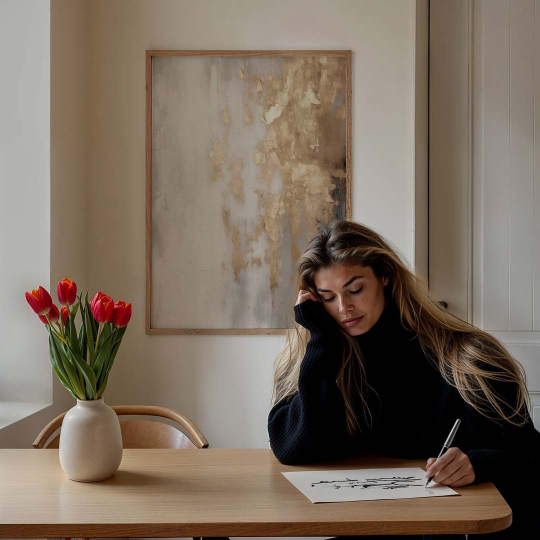 Moderne Abstracte Goudvlekken Poster-WallArtistic