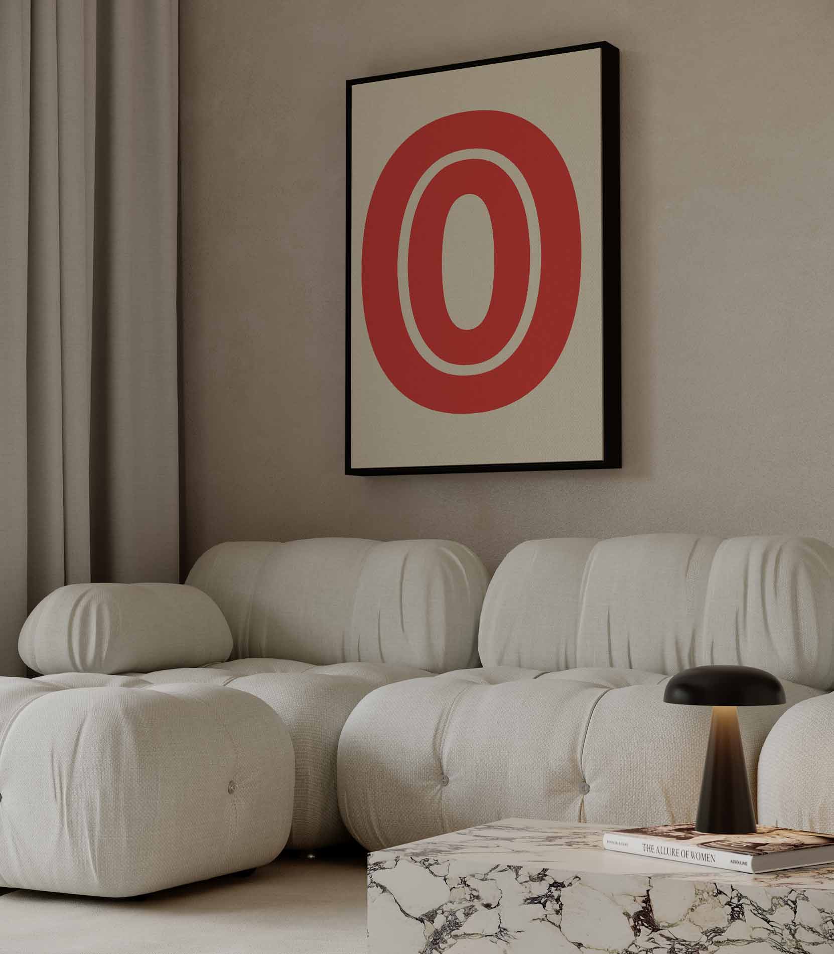 Retro Stijlvolle Rode O Kunstwerk-canvas-dibond-plexiglas-wanddecoratie-WallArtistic