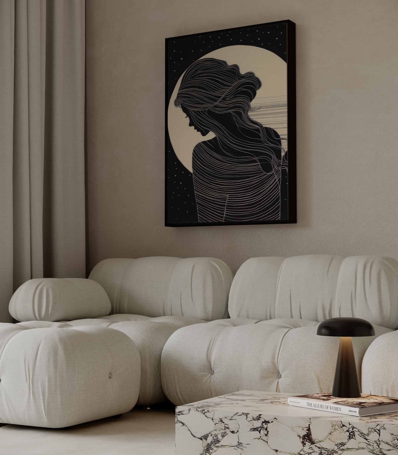 Mysterieuze Nachtsilhouette Kunstwerk-canvas-dibond-plexiglas-wanddecoratie-WallArtistic