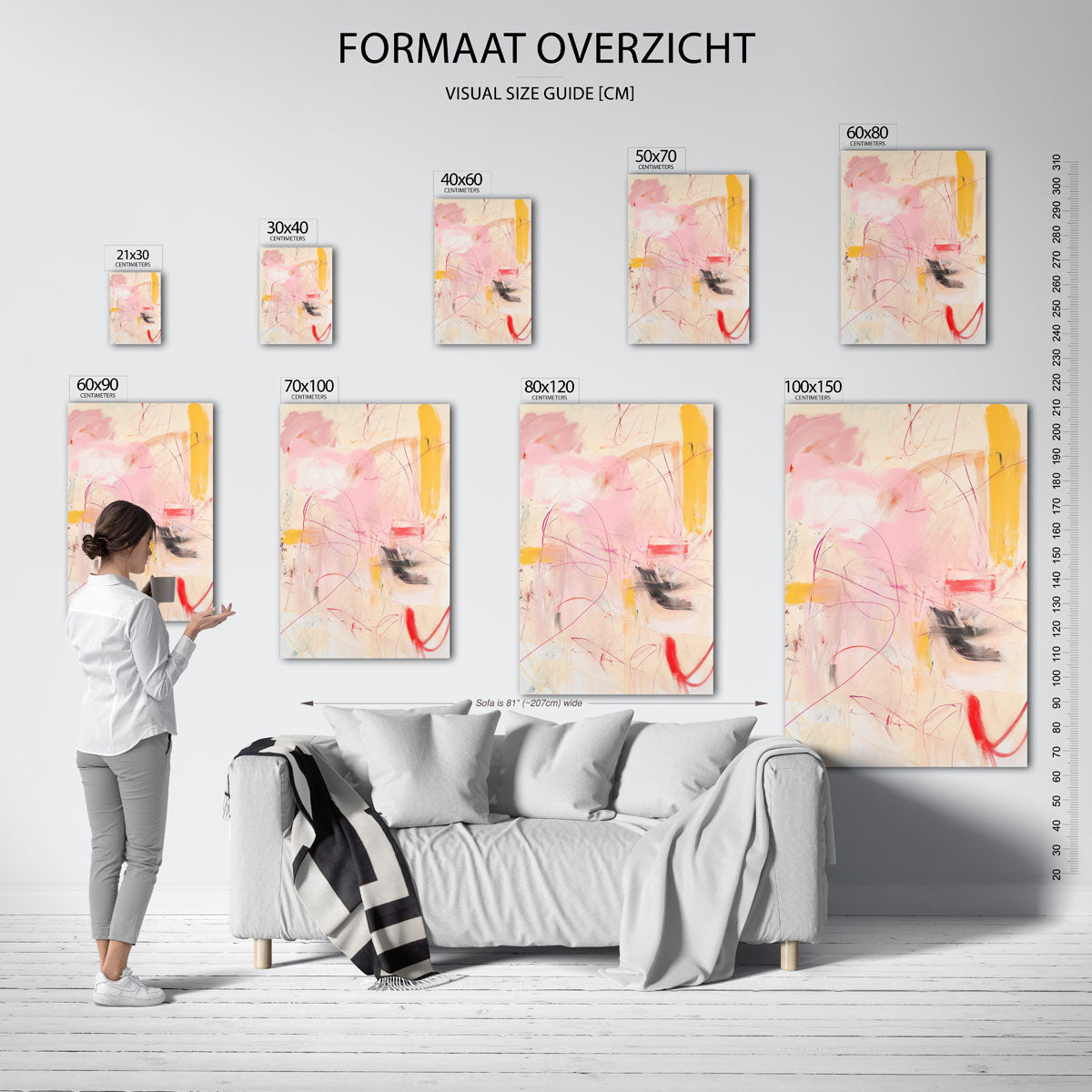 Abstracte roze en gele Poster
