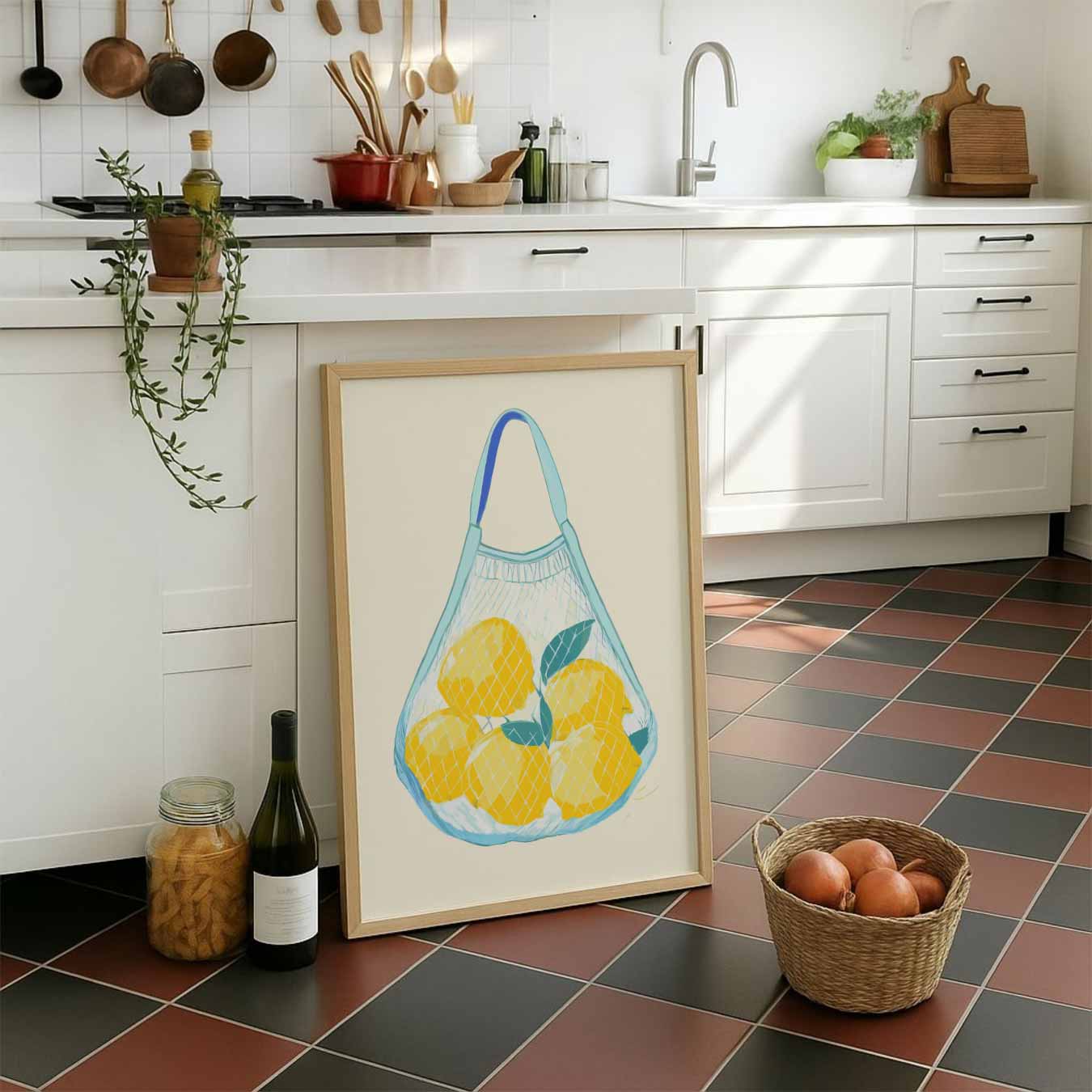 Zomerse Citroen Net-Tas Poster-WallArtistic