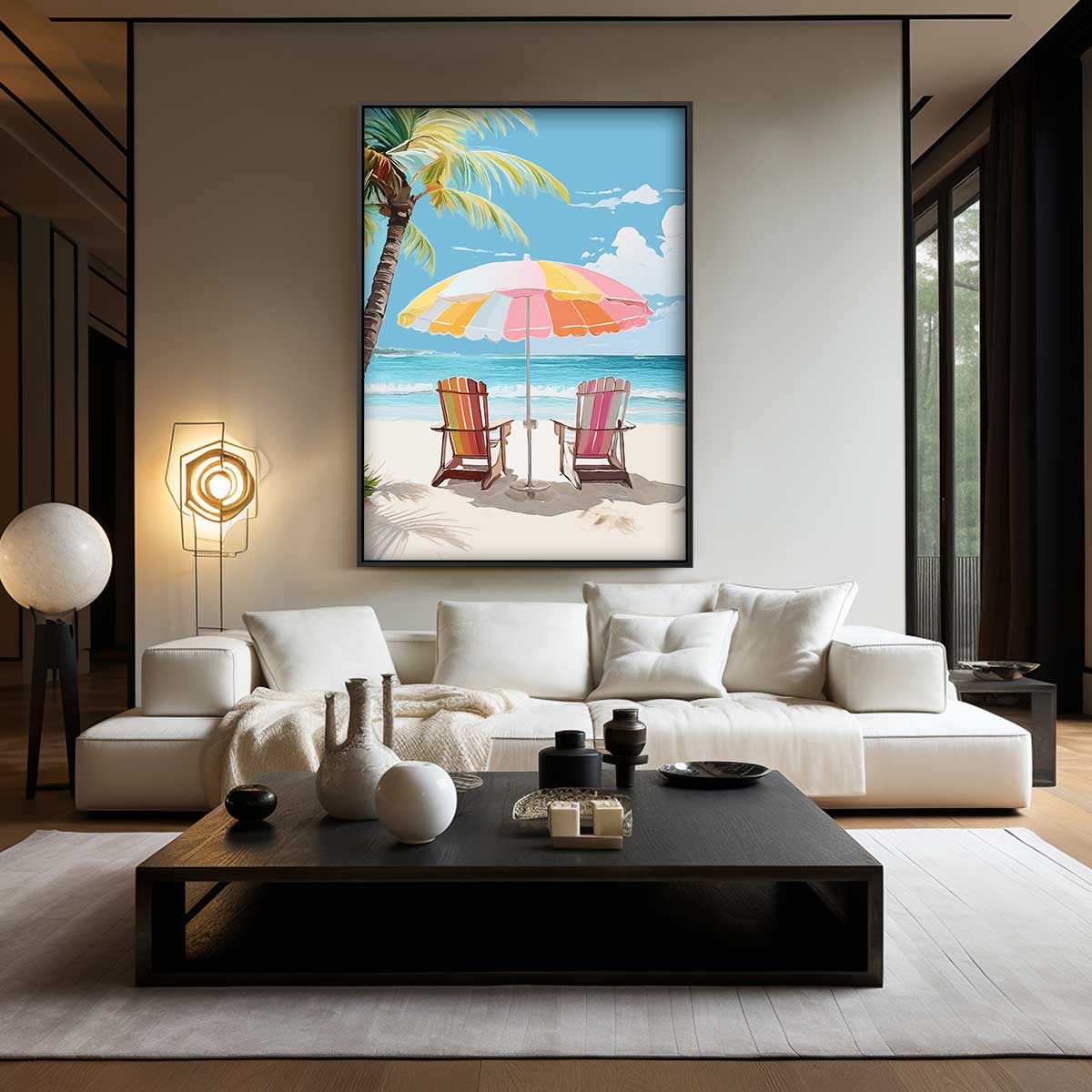 Zomers Strandzicht Schilderij Kunstwerk-canvas-dibond-plexiglas-wanddecoratie-WallArtistic