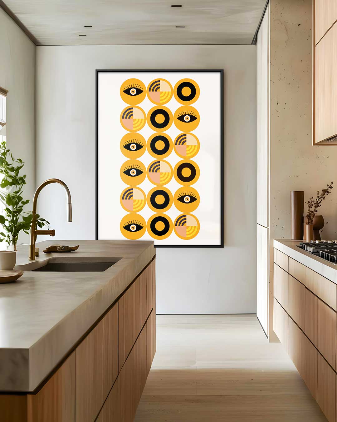 Retro Oogpatroon Kunstwerk Kunstwerk-canvas-dibond-plexiglas-wanddecoratie-WallArtistic