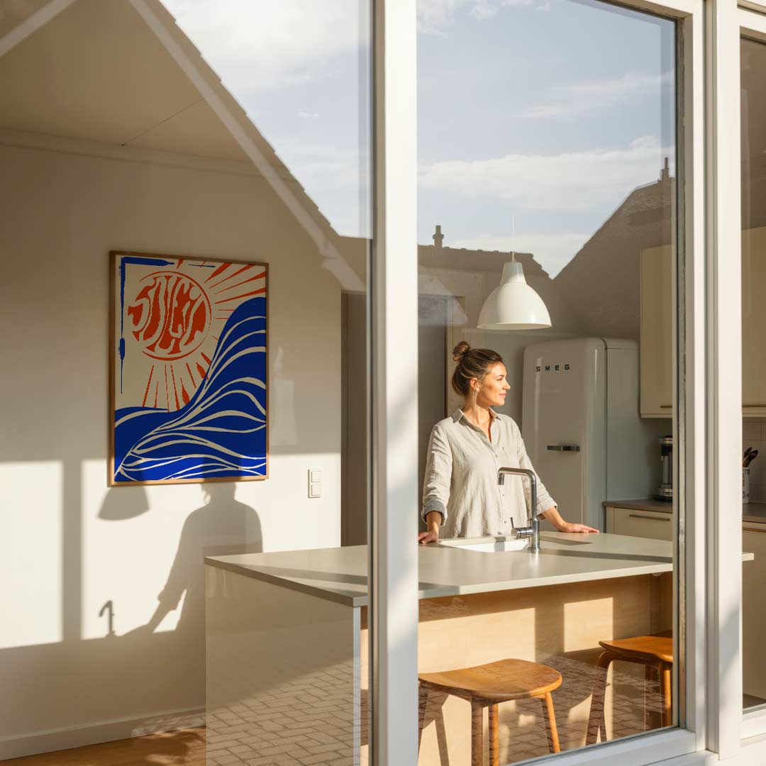 Zon en Golven Kunstposter-WallArtistic