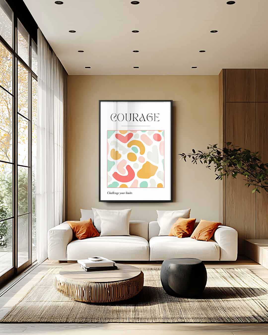 Kleurige Inspiratie Poster Courage Kunstwerk-canvas-dibond-plexiglas-wanddecoratie-WallArtistic