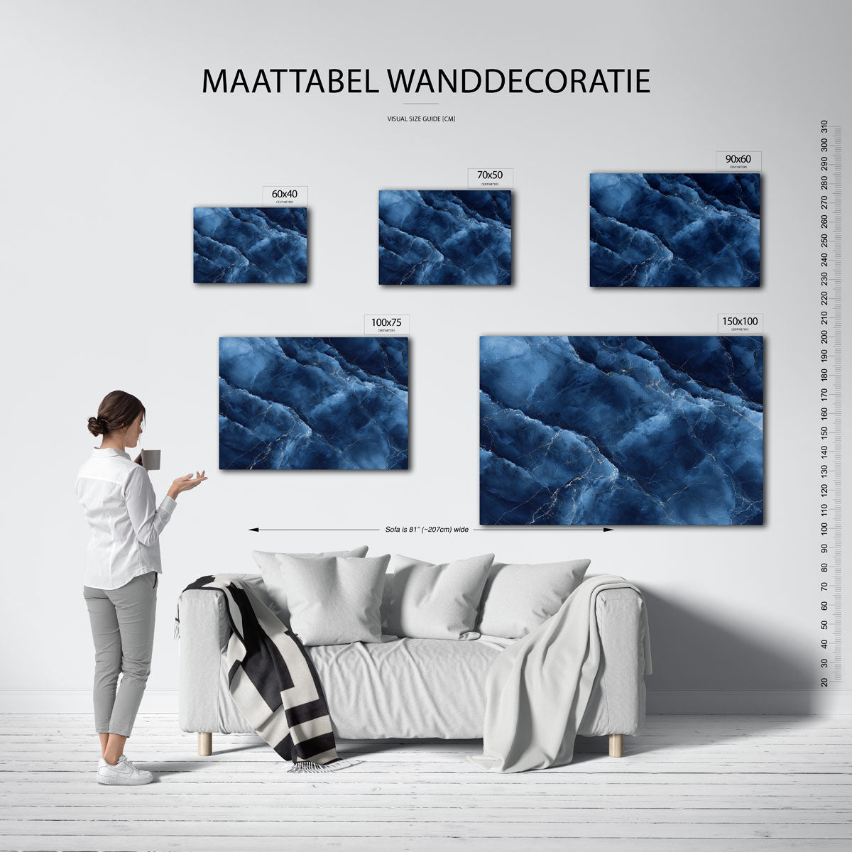 Marmer blauwe patronen Kunstwerk