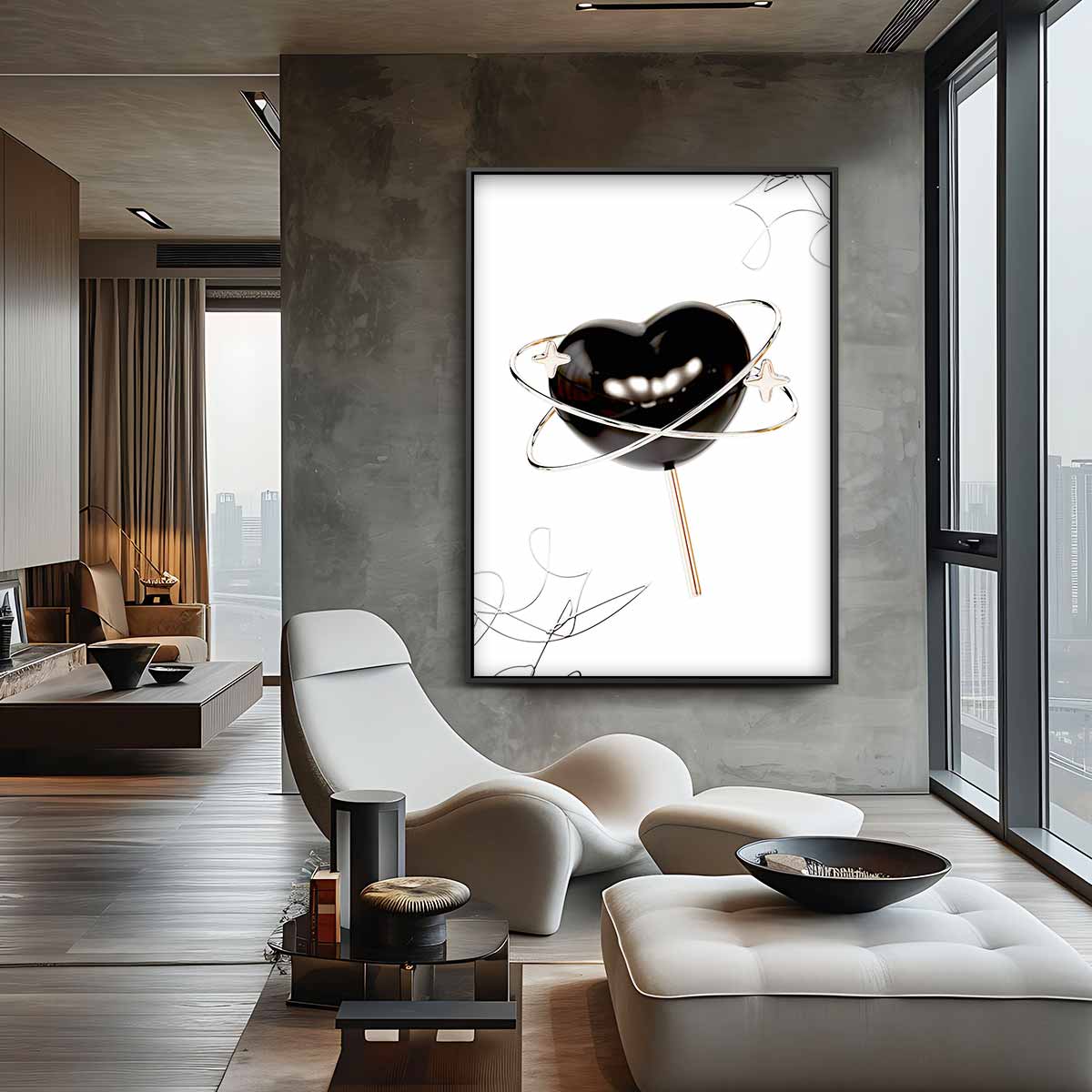 Ruimtelijk Hart Lollyart Kunstwerk-canvas-dibond-plexiglas-wanddecoratie-WallArtistic