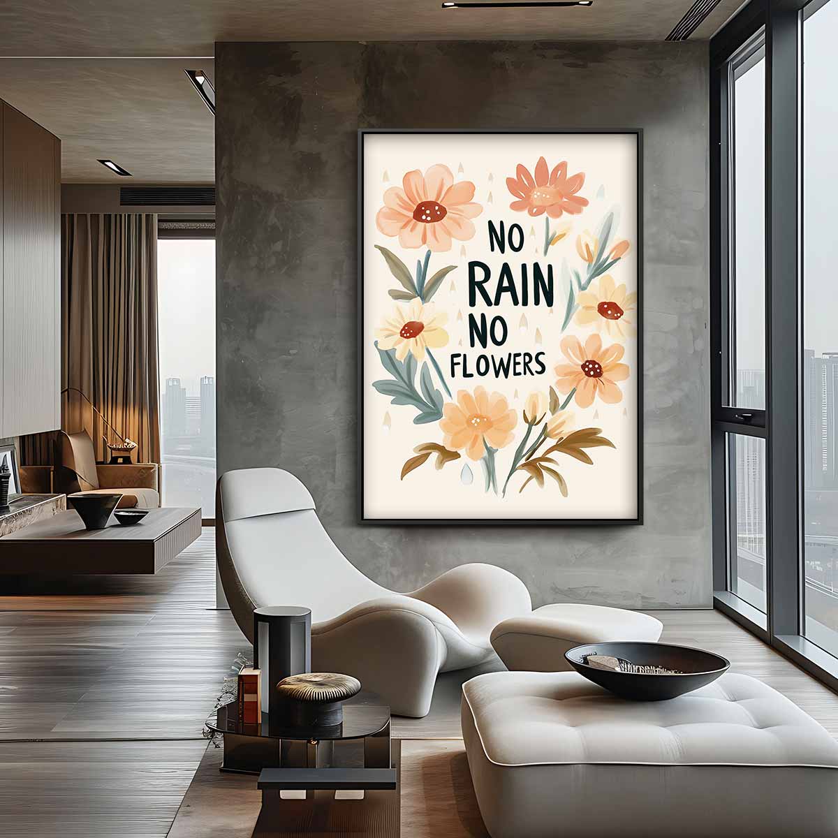 Bloemenregen Inspiratieposter Kunstwerk-canvas-dibond-plexiglas-wanddecoratie-WallArtistic