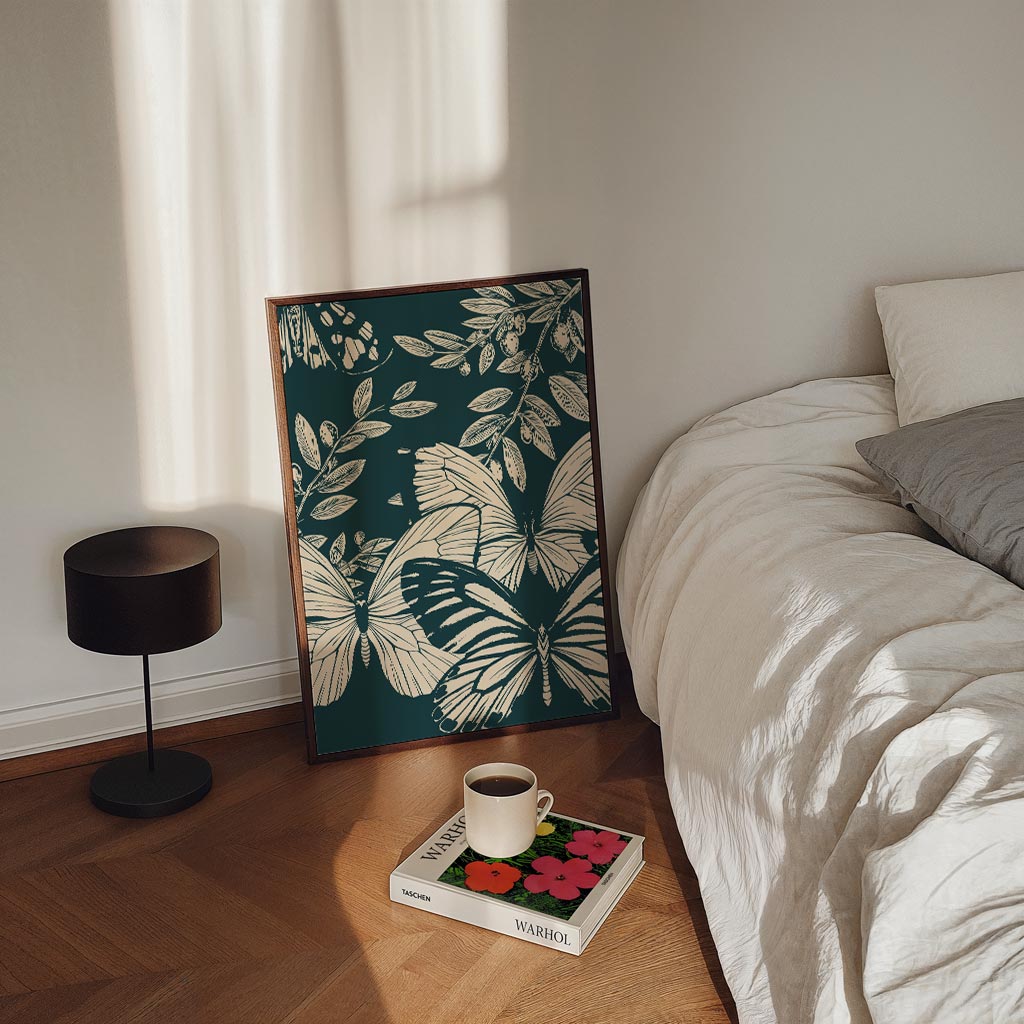 Elegante Vlinders & Olijfblaadjes Poster