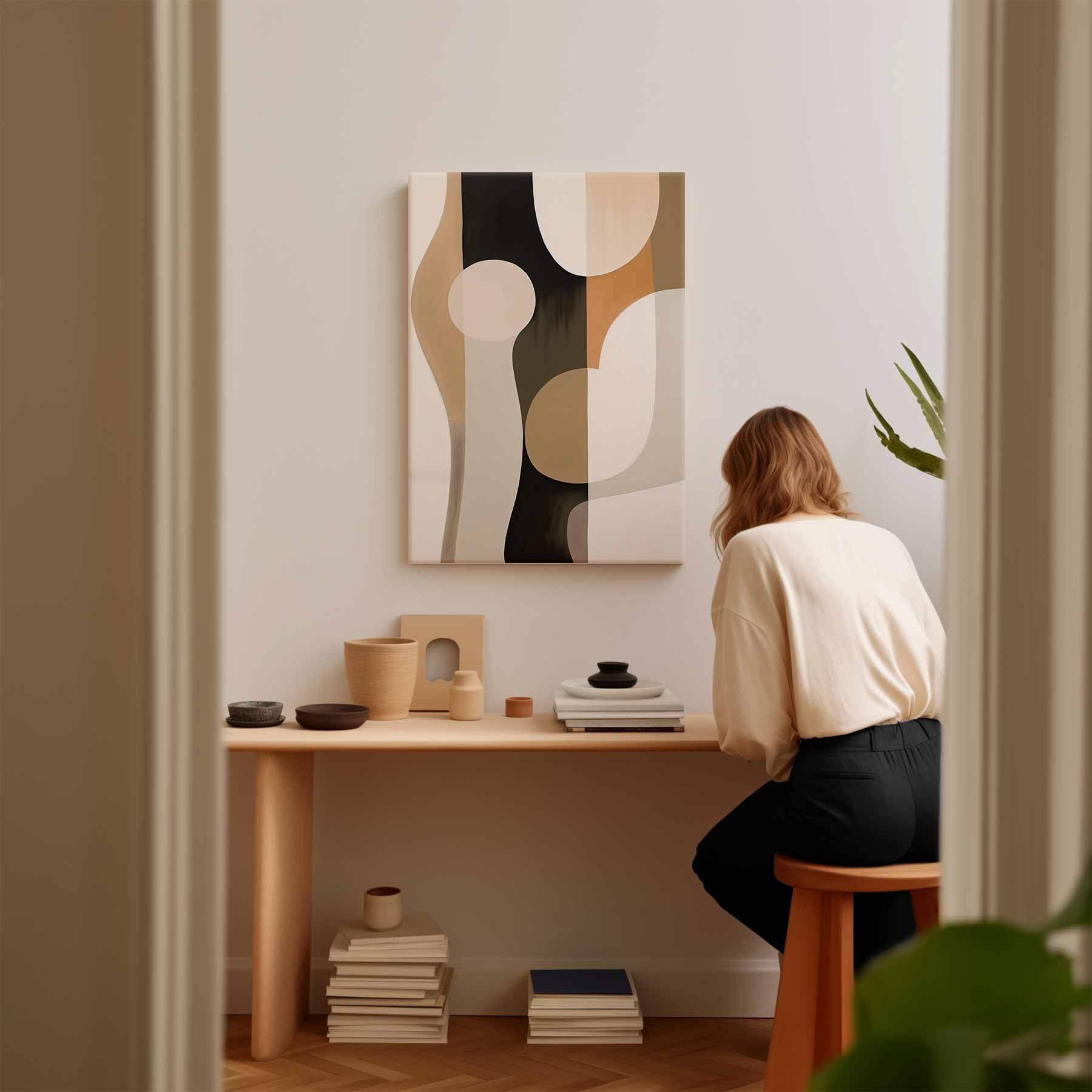 Abstracte Elegantie in Aardetinten Kunstwerk-canvas-dibond-plexiglas-wanddecoratie-WallArtistic