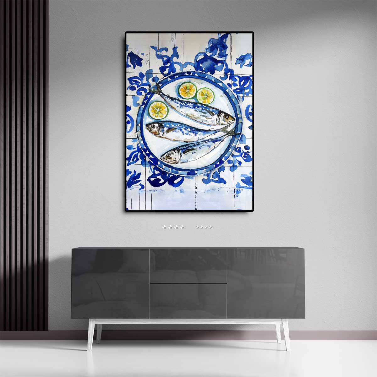 Vissersdromen in Blauw Kunstwerk-canvas-dibond-plexiglas-wanddecoratie-WallArtistic
