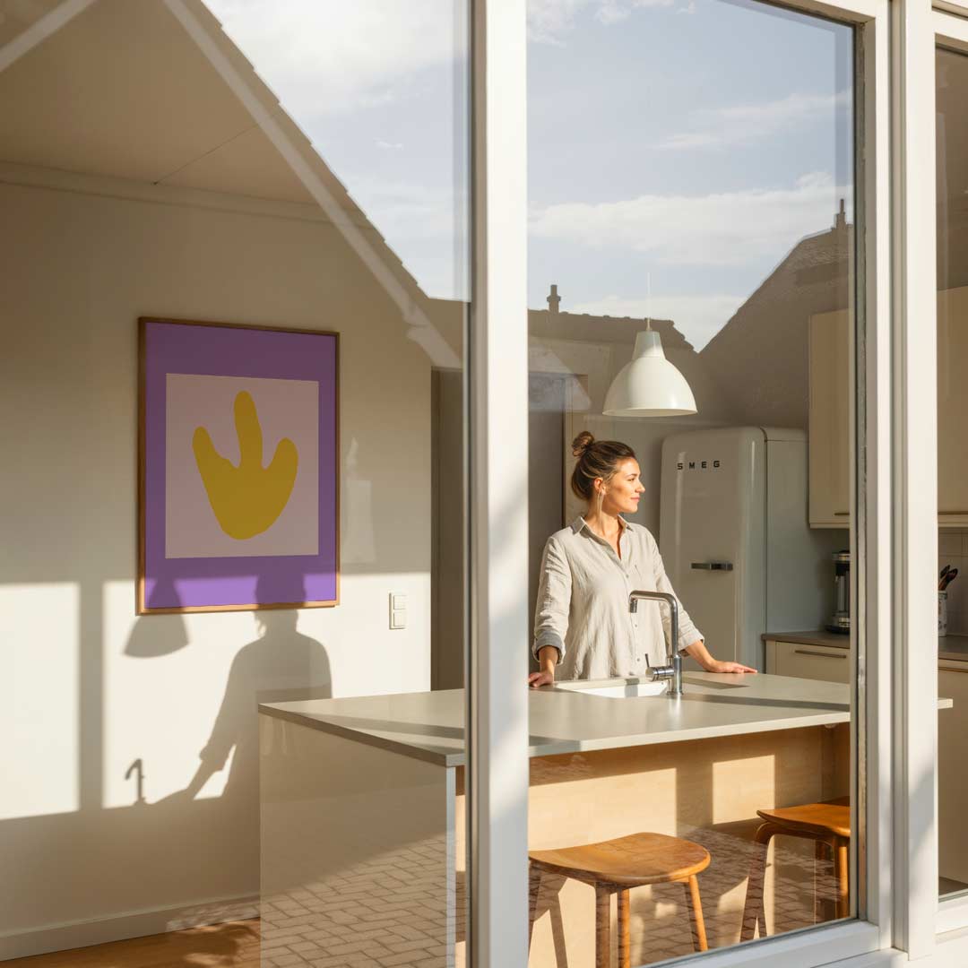 Vrolijke Gele Abstracte Kunstposter-WallArtistic