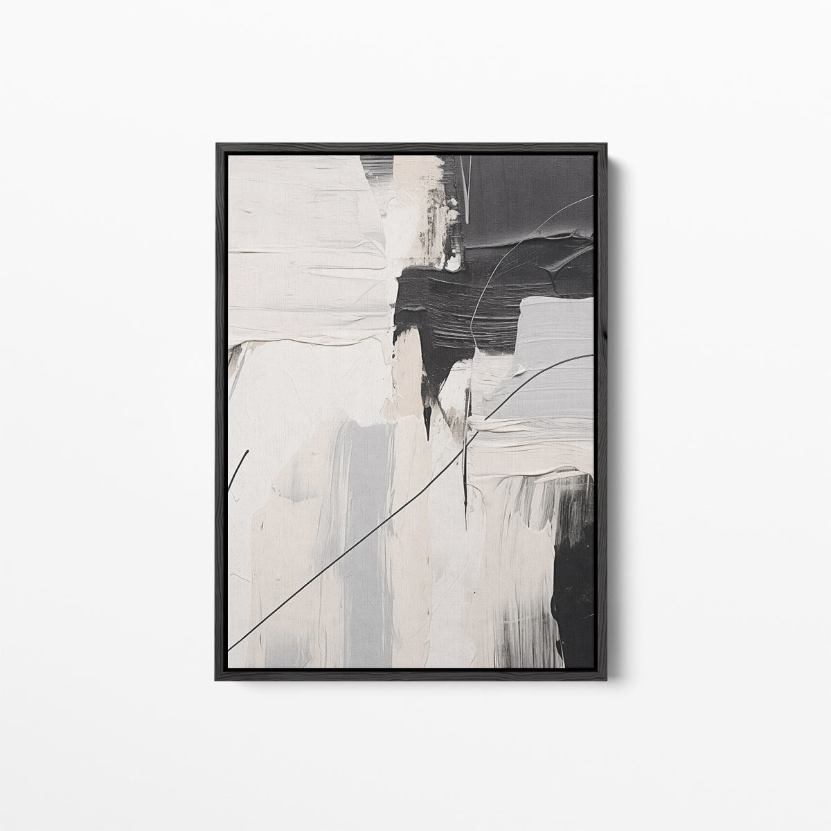 Abstracte Harmonie in Zwart en Wit Kunstwerk-canvas-dibond-plexiglas-wanddecoratie-WallArtistic