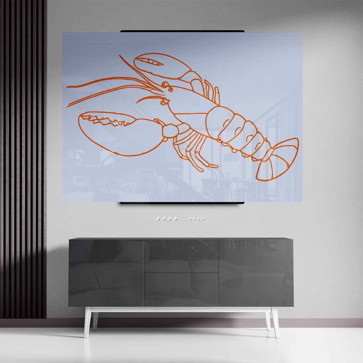 Moderne Oranjekreeft Illustratie Kunstwerk-canvas-dibond-plexiglas-wanddecoratie-WallArtistic