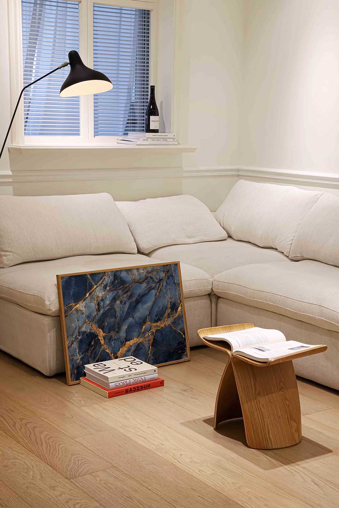 Blauw en goud marmer Poster