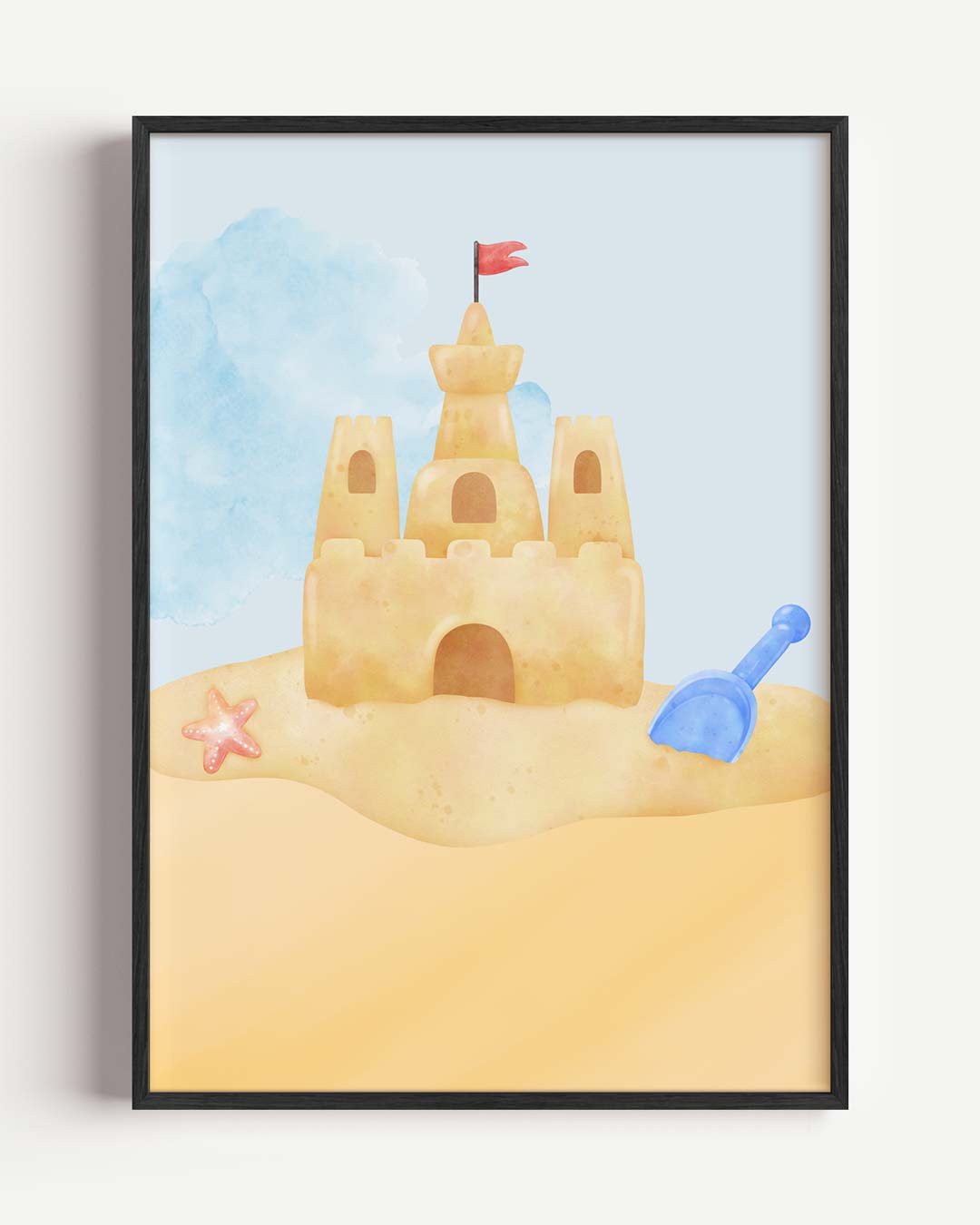 Zomers Zandkasteel Illustratie Poster-WallArtistic