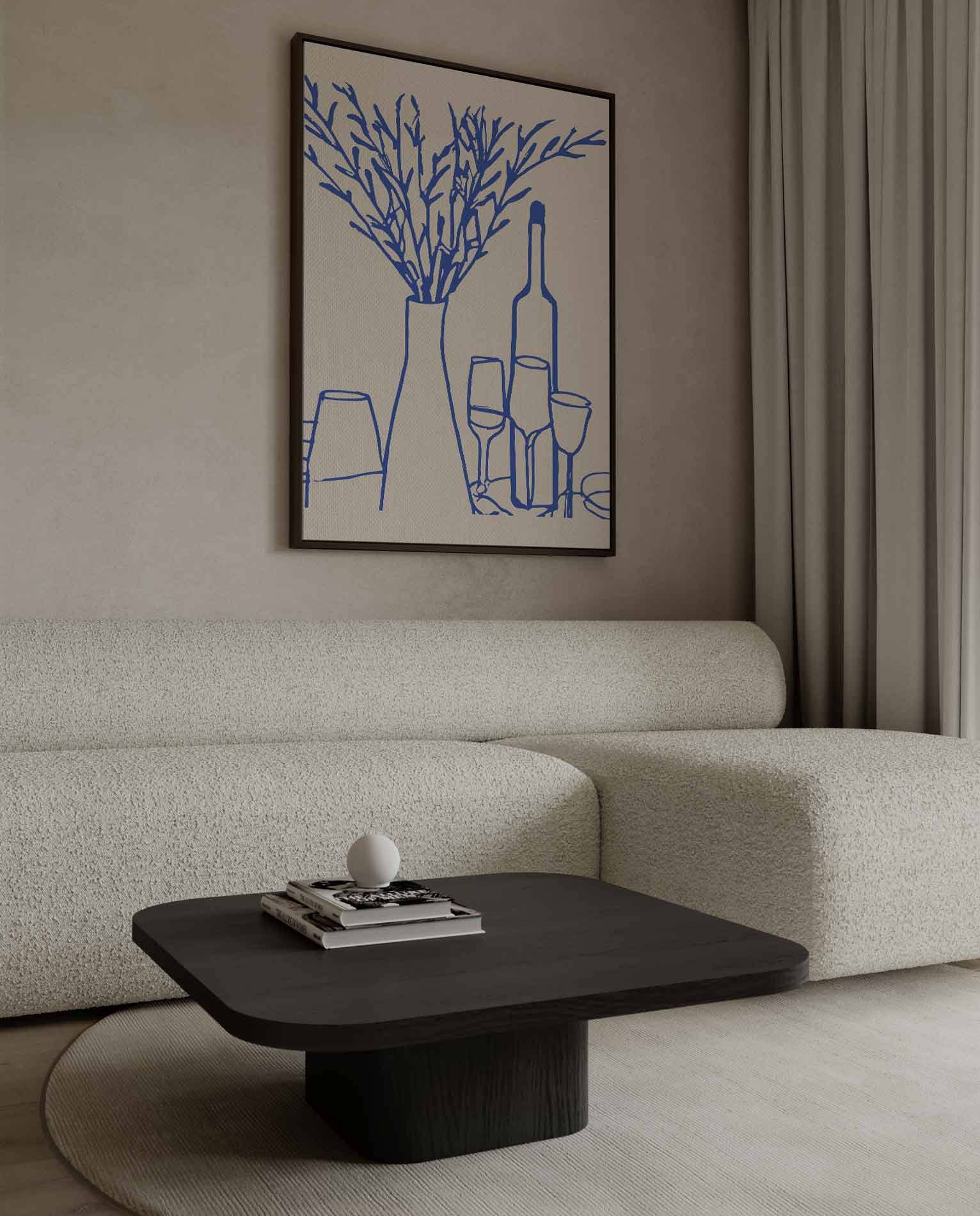 Hedendaagse Blauwe Tafel Kunstwerk-canvas-dibond-plexiglas-wanddecoratie-WallArtistic
