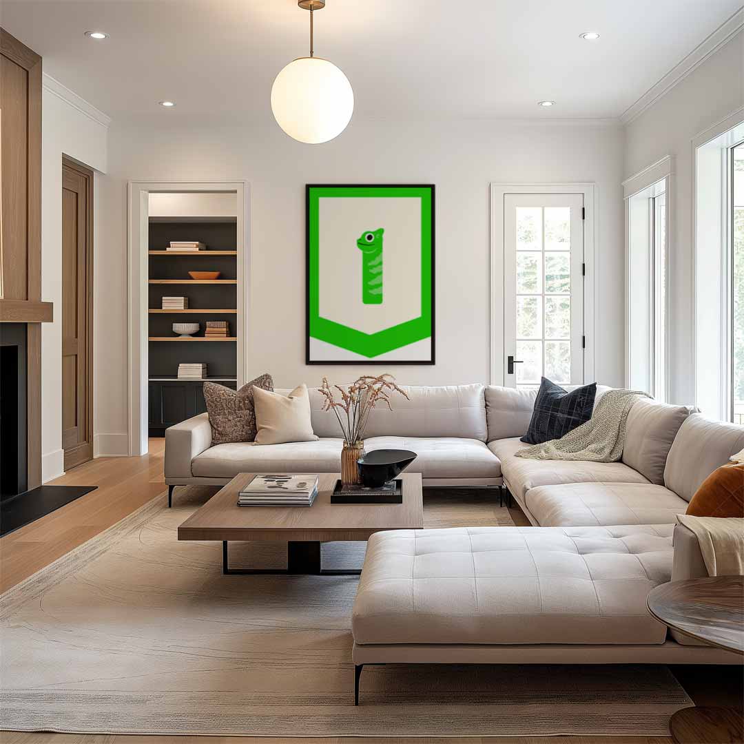 Vrolijke Gecko Illustratie Kunstwerk-canvas-dibond-plexiglas-wanddecoratie-WallArtistic