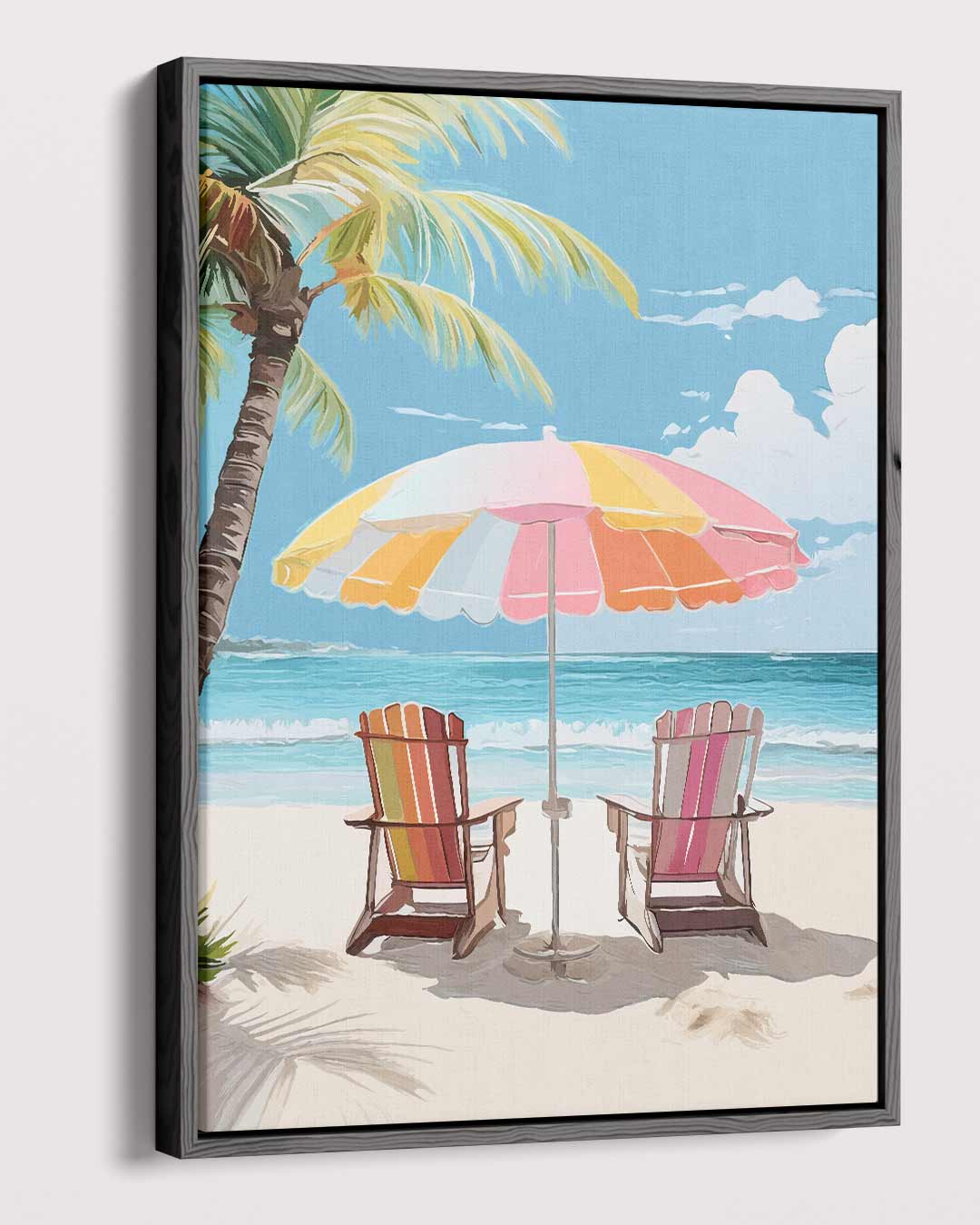 Zomers Strandzicht Schilderij Kunstwerk-canvas-dibond-plexiglas-wanddecoratie-WallArtistic