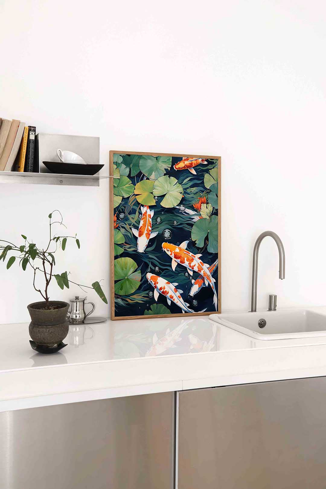 Koi vissen en waterlelies Poster