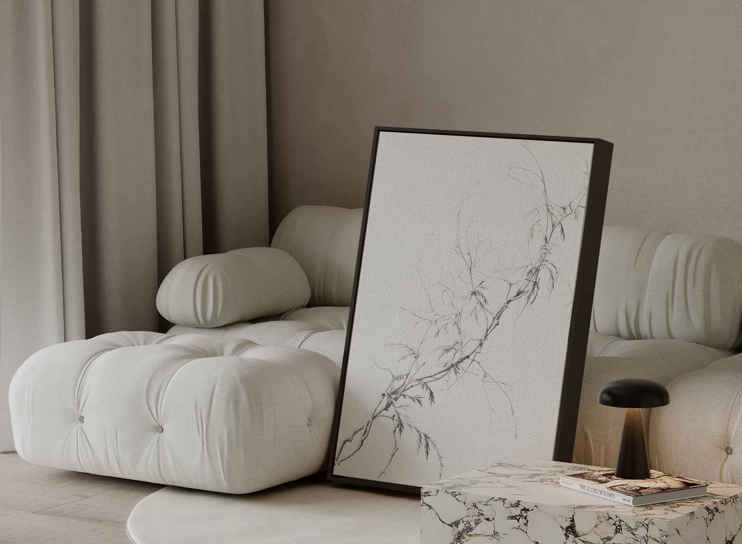 Elegante Takken in Potlood Kunstwerk-canvas-dibond-plexiglas-wanddecoratie-WallArtistic
