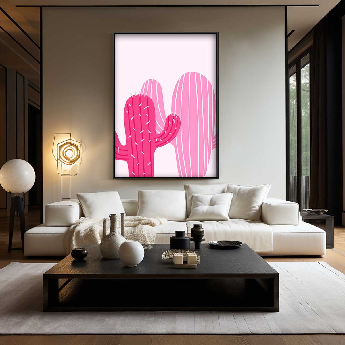 Roze Cactus Verbeelding Kunstwerk-canvas-dibond-plexiglas-wanddecoratie-WallArtistic