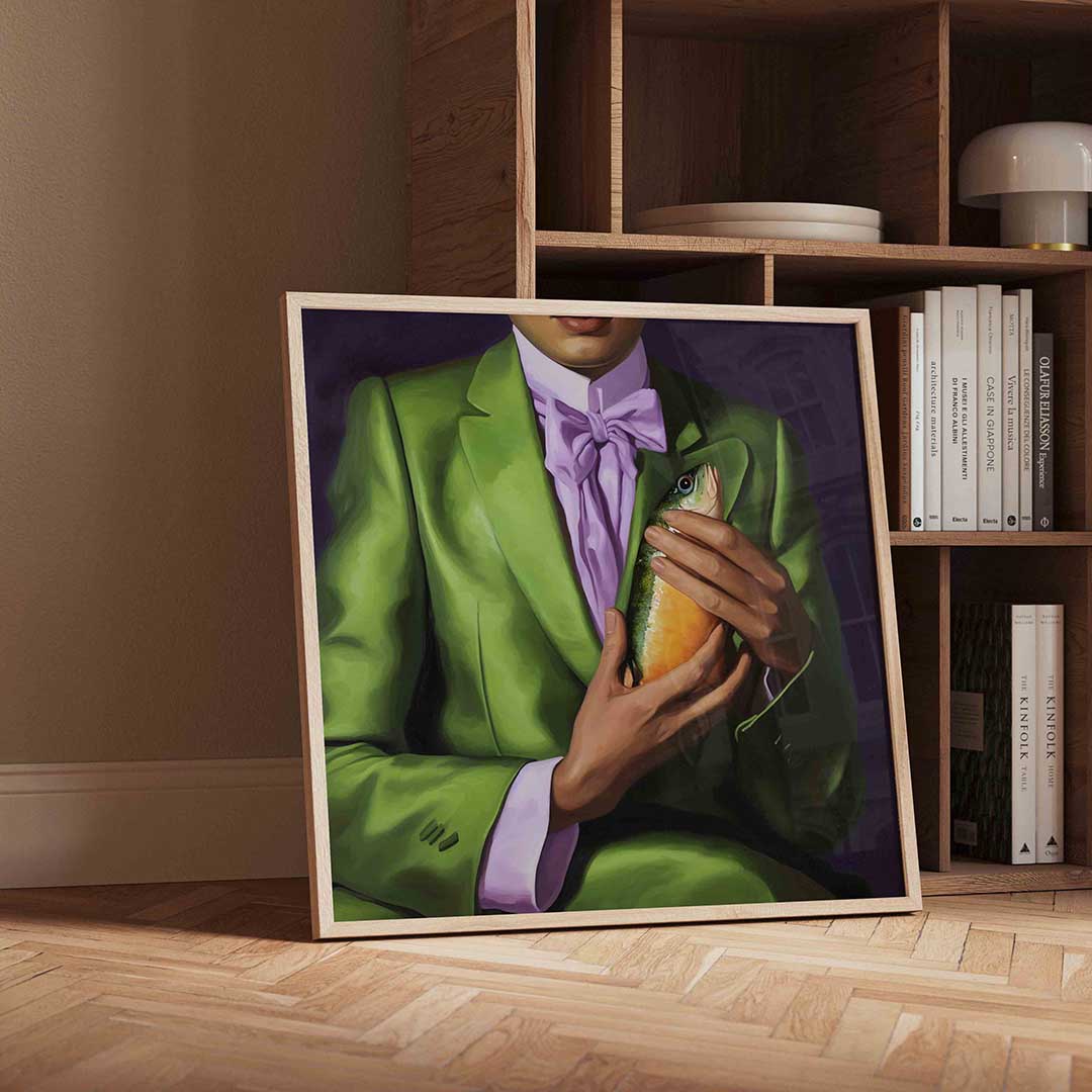 Groen pak met vis Poster