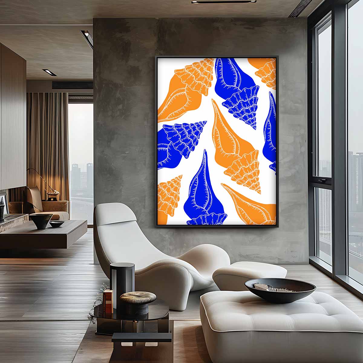 Schelpenavontuur op Kleur Kunstwerk-canvas-dibond-plexiglas-wanddecoratie-WallArtistic