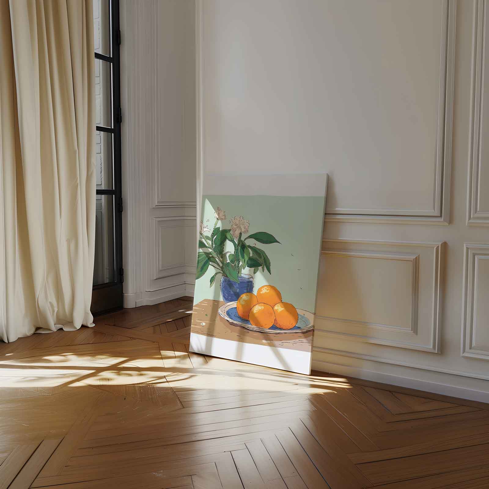 "Rustieke Stilleven met Mandarijnen" Kunstwerk-canvas-dibond-plexiglas-wanddecoratie-WallArtistic