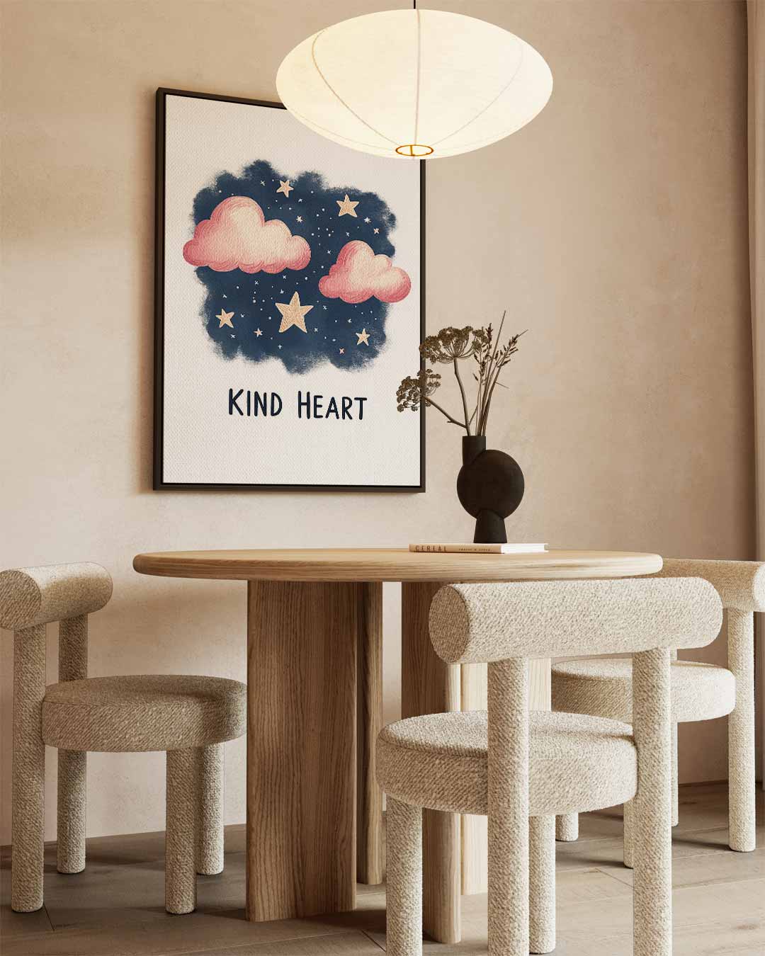 Droomachtige Wolken en Sterren Illustratie Kunstwerk-canvas-dibond-plexiglas-wanddecoratie-WallArtistic