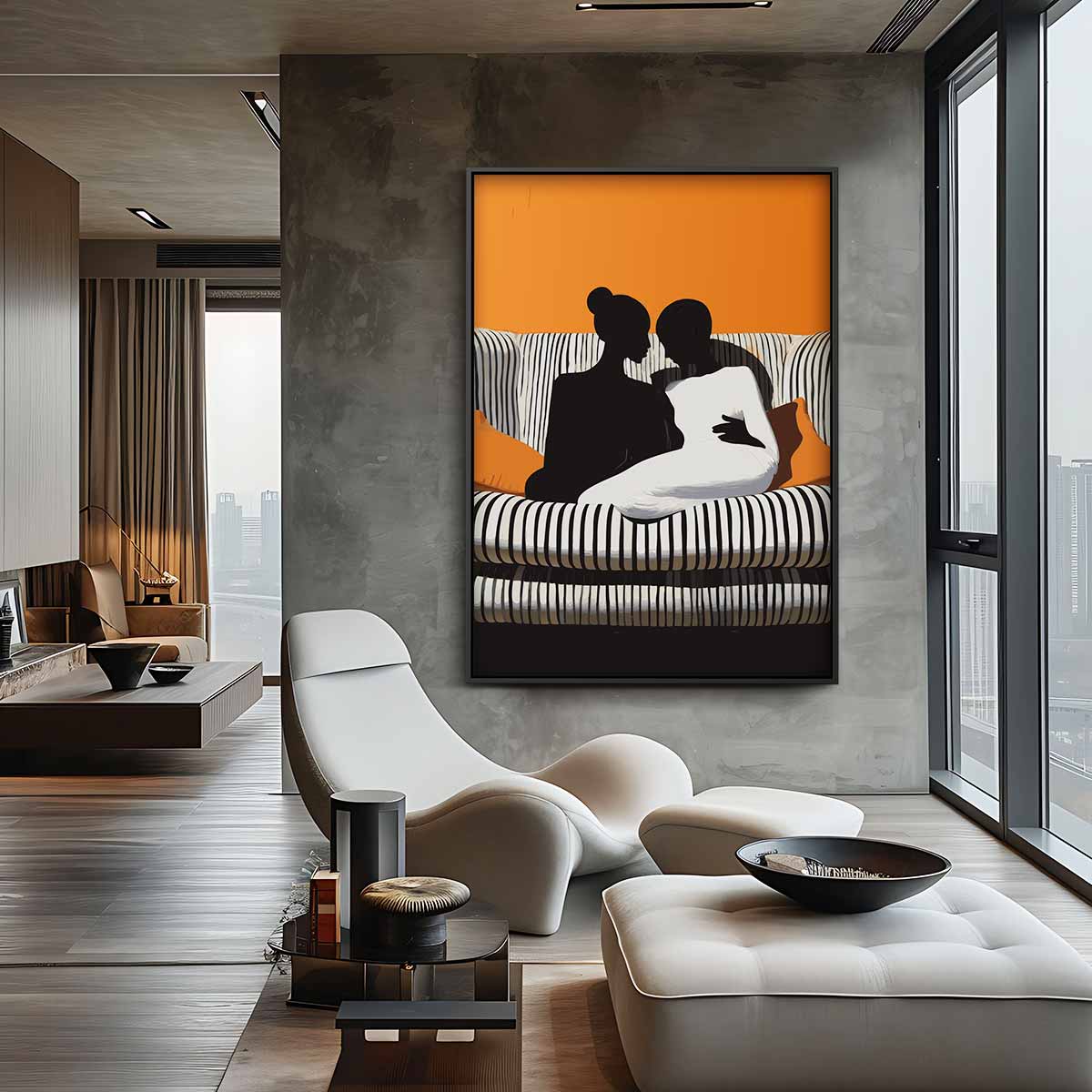 Intieme Band op de Bank Kunstwerk-canvas-dibond-plexiglas-wanddecoratie-WallArtistic