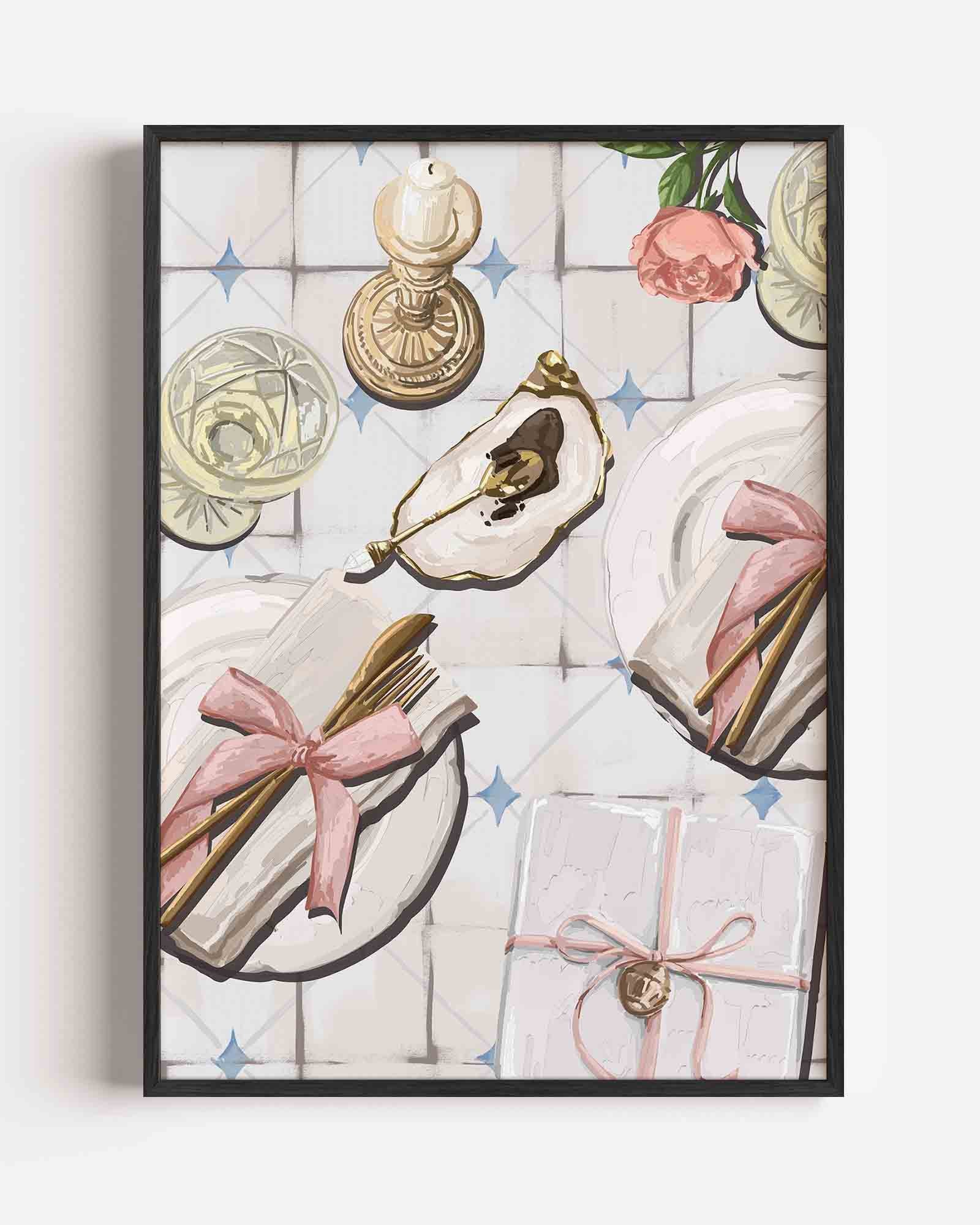 Elegante tafelscène Poster