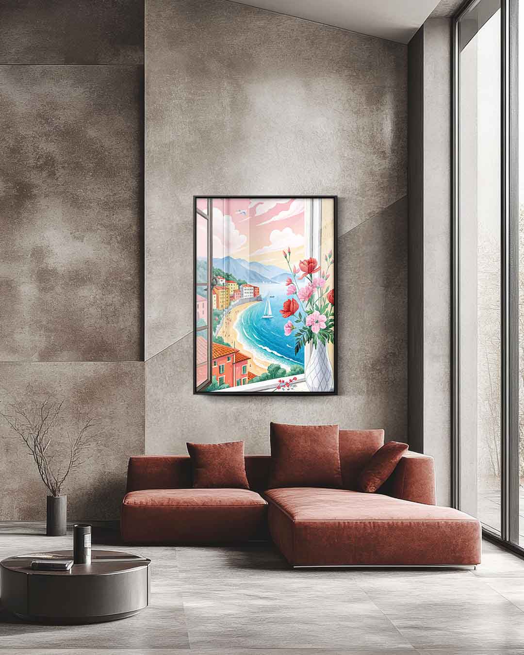 Uitzicht op de Middellandse Zee Kunstwerk-canvas-dibond-plexiglas-wanddecoratie-WallArtistic