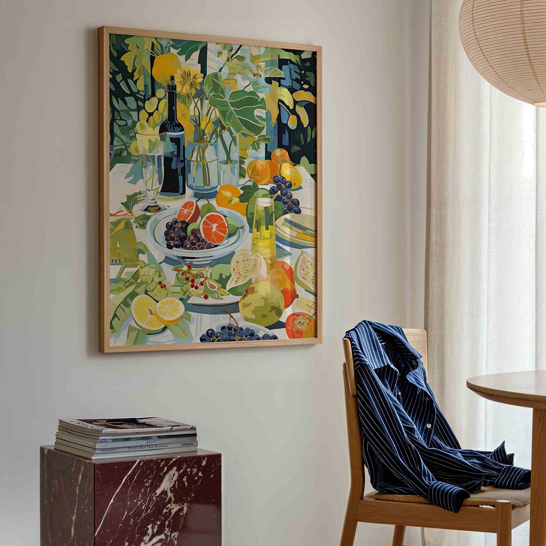 Fruit en bloemen tafel Poster