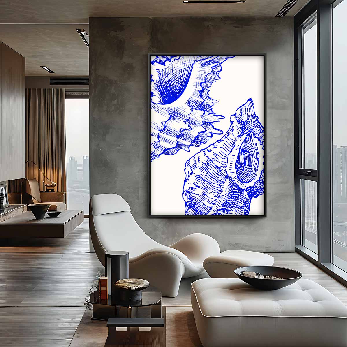 Zeegeheimen in Blauw Kunstwerk-canvas-dibond-plexiglas-wanddecoratie-WallArtistic
