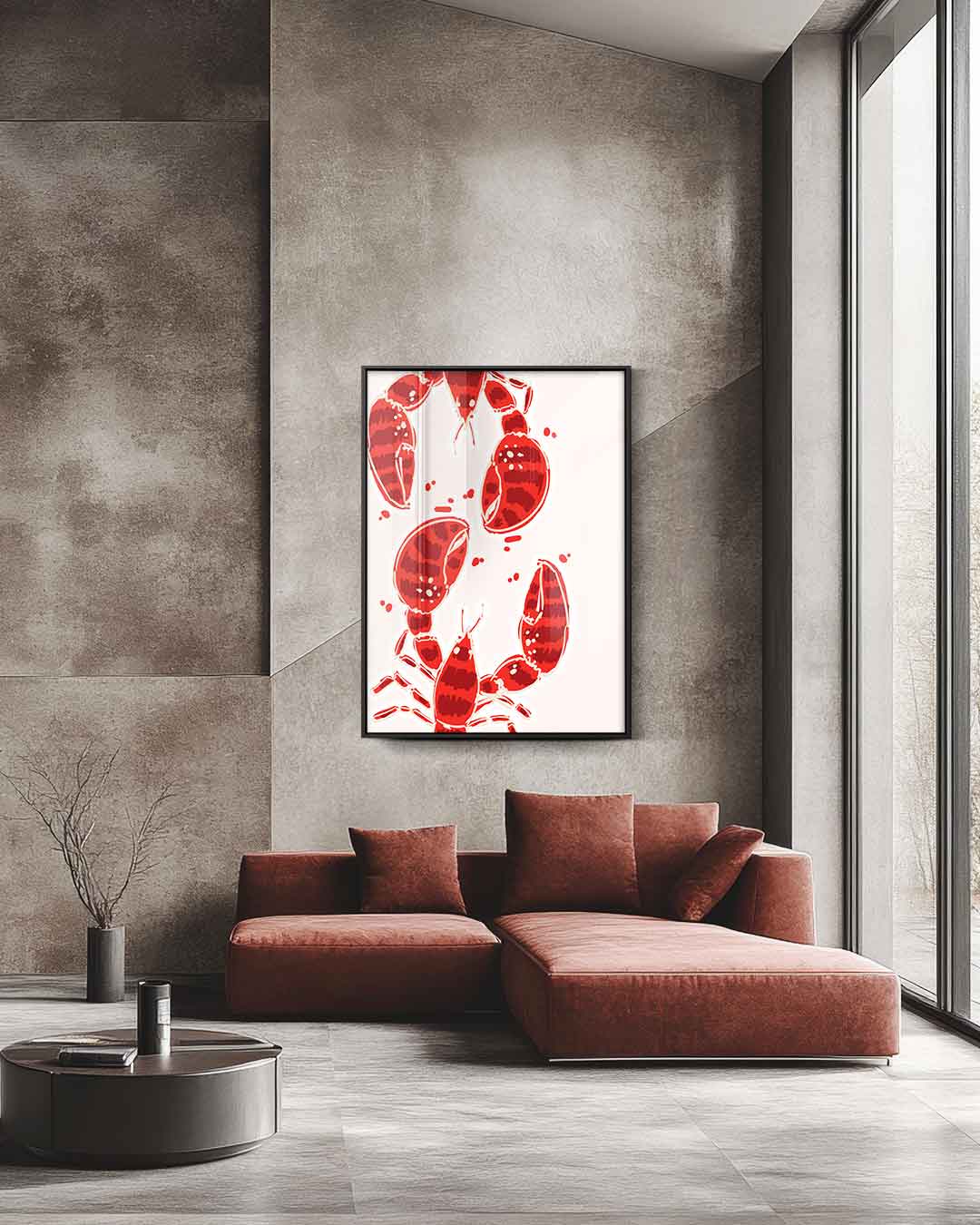 Speelse Kreeften Illustratie Kunstwerk-canvas-dibond-plexiglas-wanddecoratie-WallArtistic