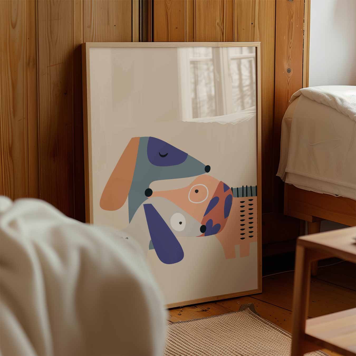 Vrolijke Honden Illustratie Poster-WallArtistic